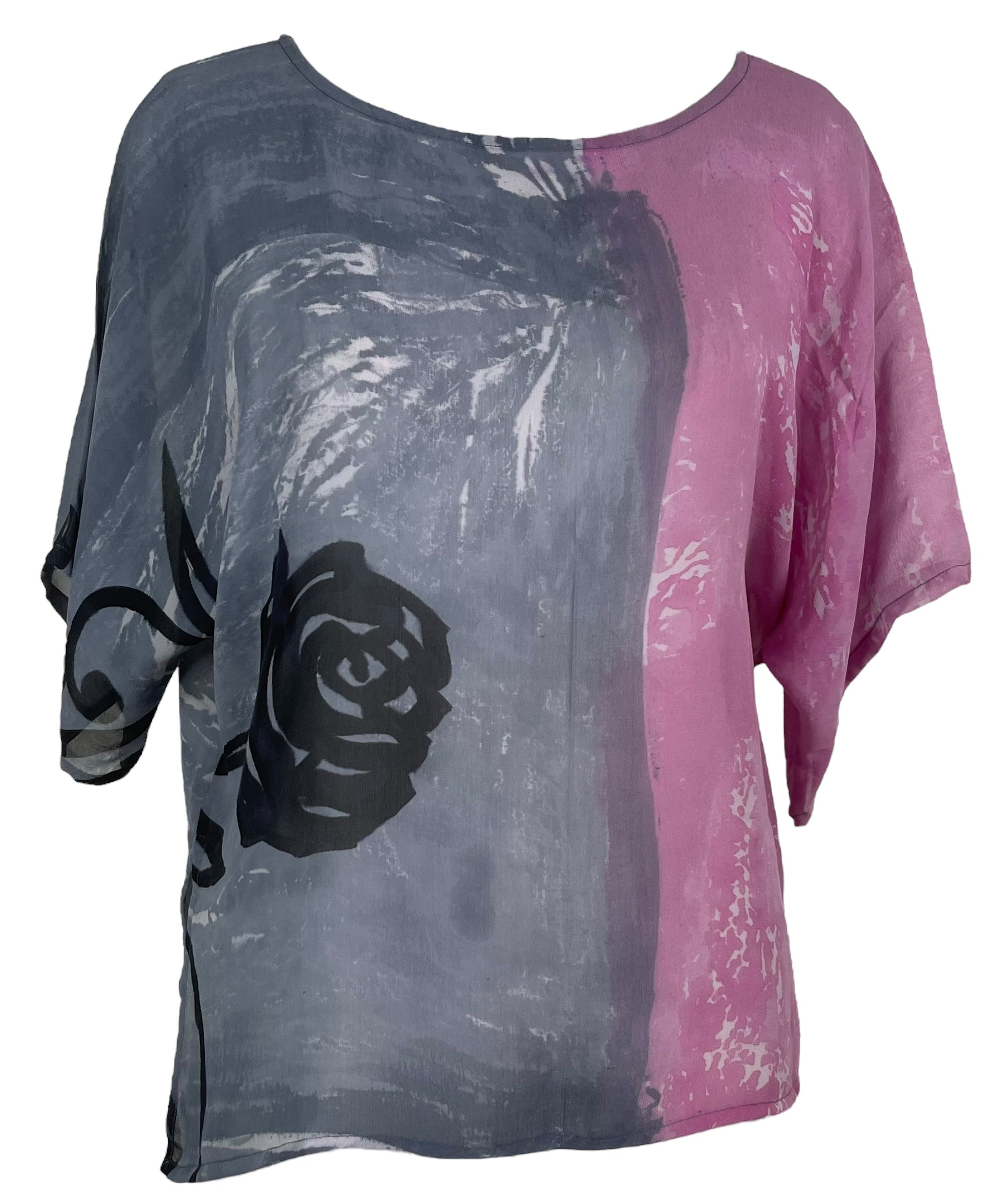 PRG8232 Sheer Wabi Sabi Pure Silk Side Slit Top by DECEMBER2025 – Handmade ethical Side Slit Top from sariKNOTsari using upcycled silk. Designed in Canada for travel and slow fashion, loved from Toronto to LA to Sydney.