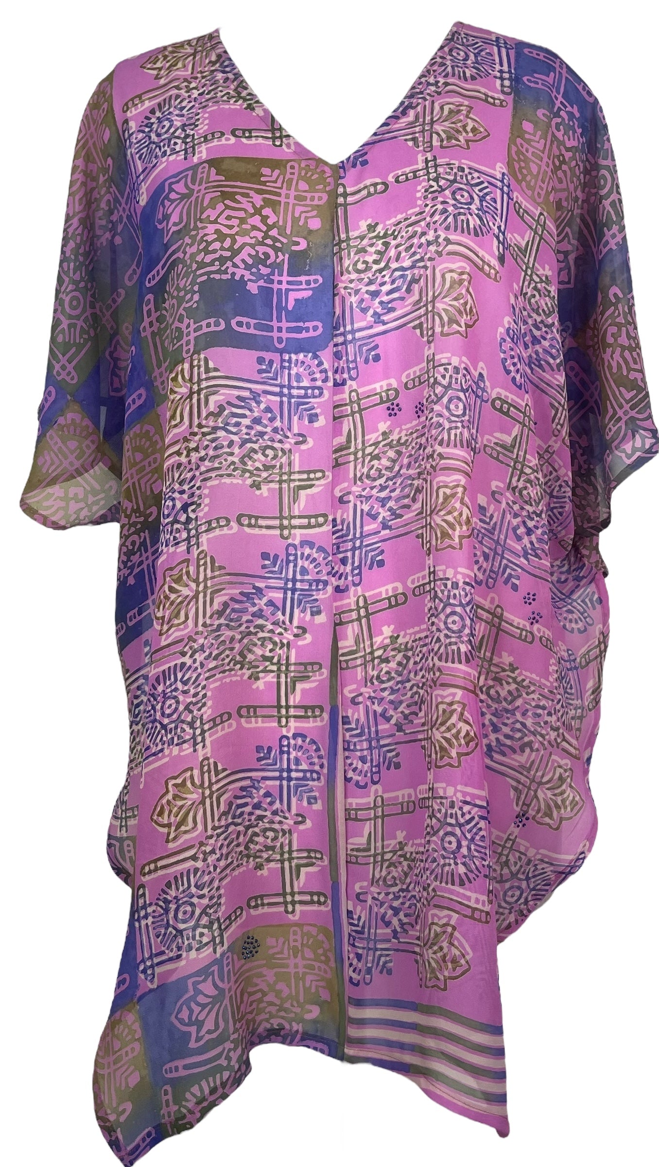 PRG8126 Sheer Avatar Pure Silk Waterfall Top