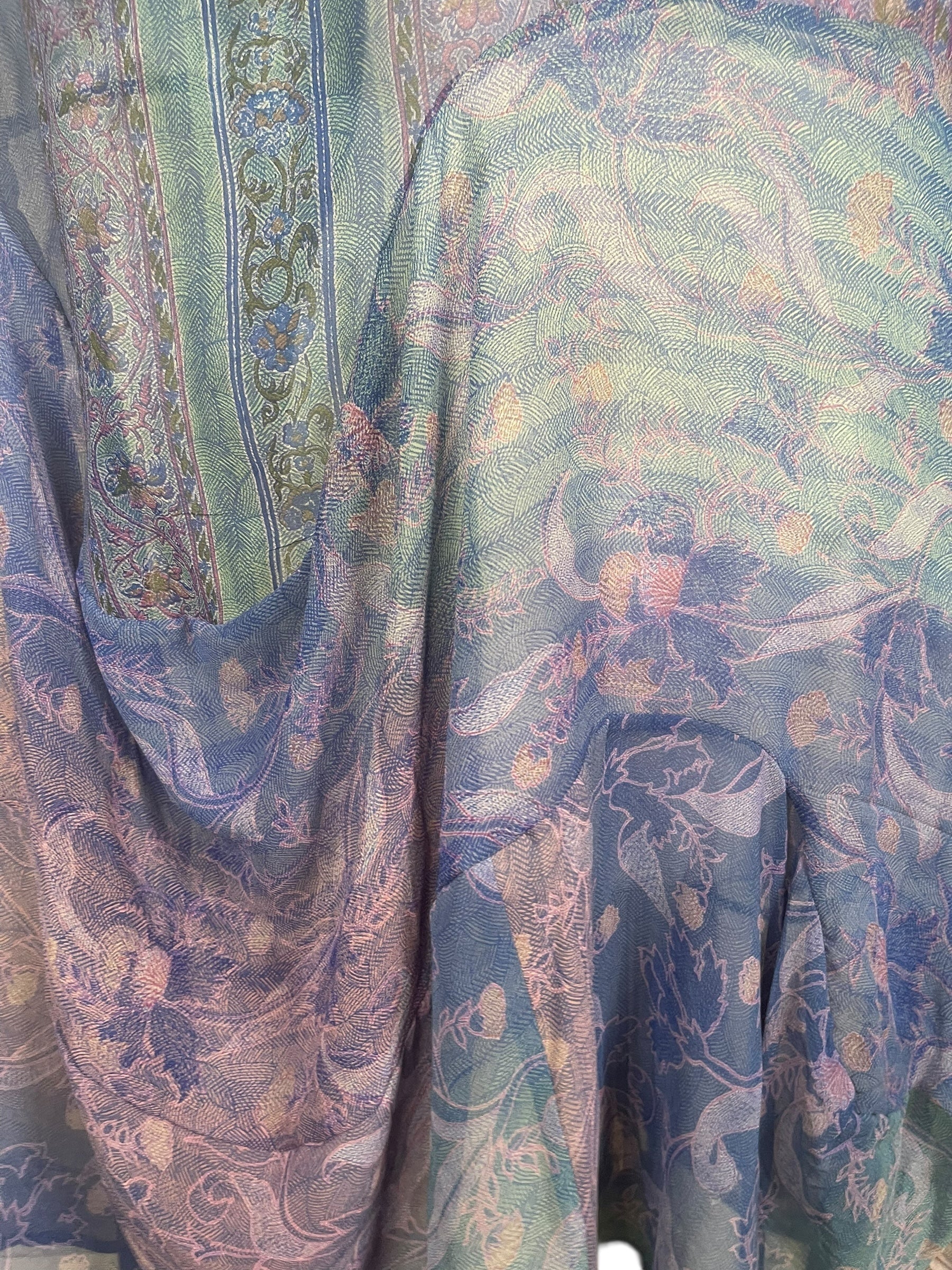 PRG8432 Sheer Avatar Pure Silk Sculptural Long Tunic Dress