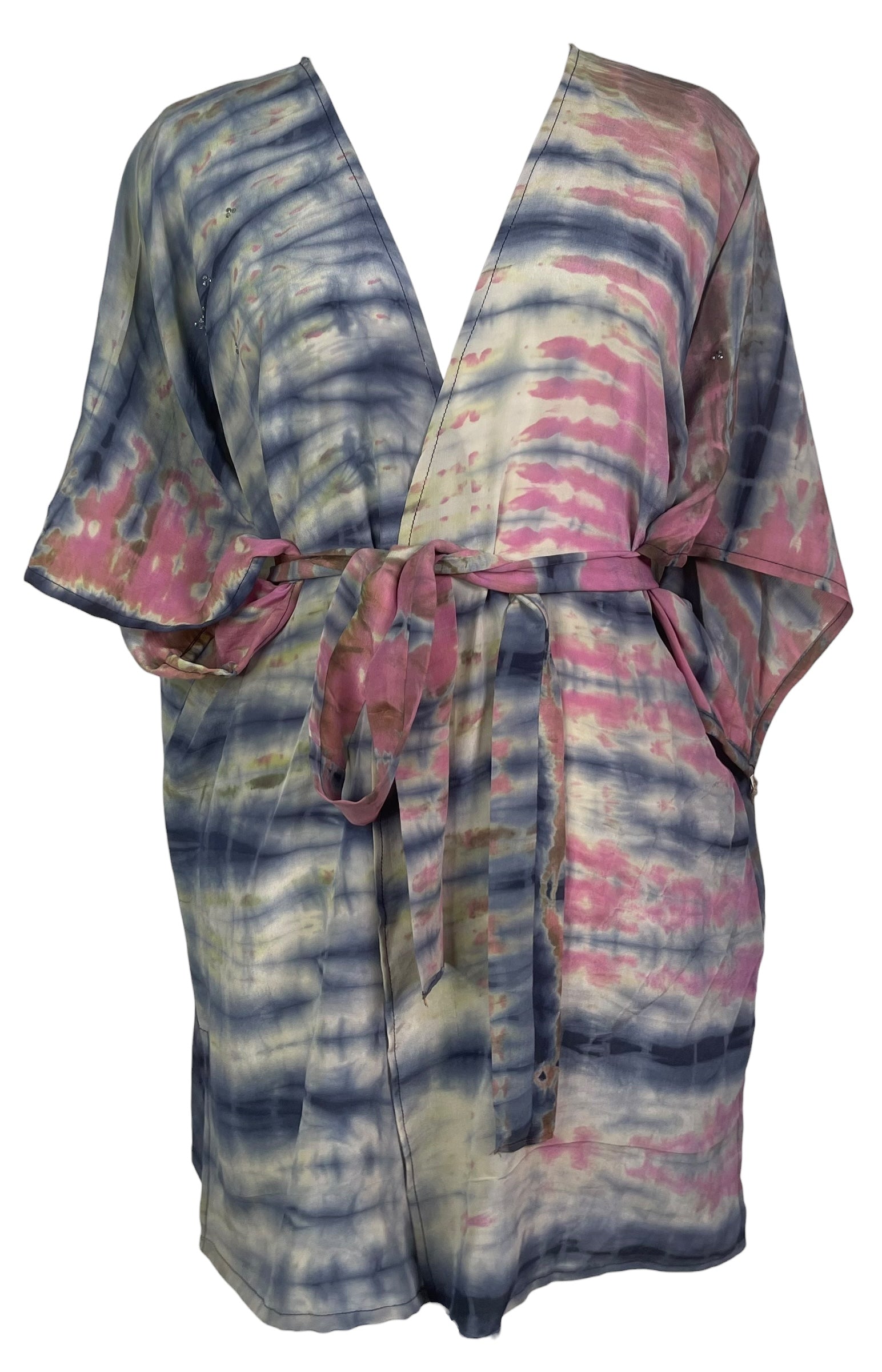 PRC8511 Avatar Pure Silk Kimono-Sleeved Jacket with Belt