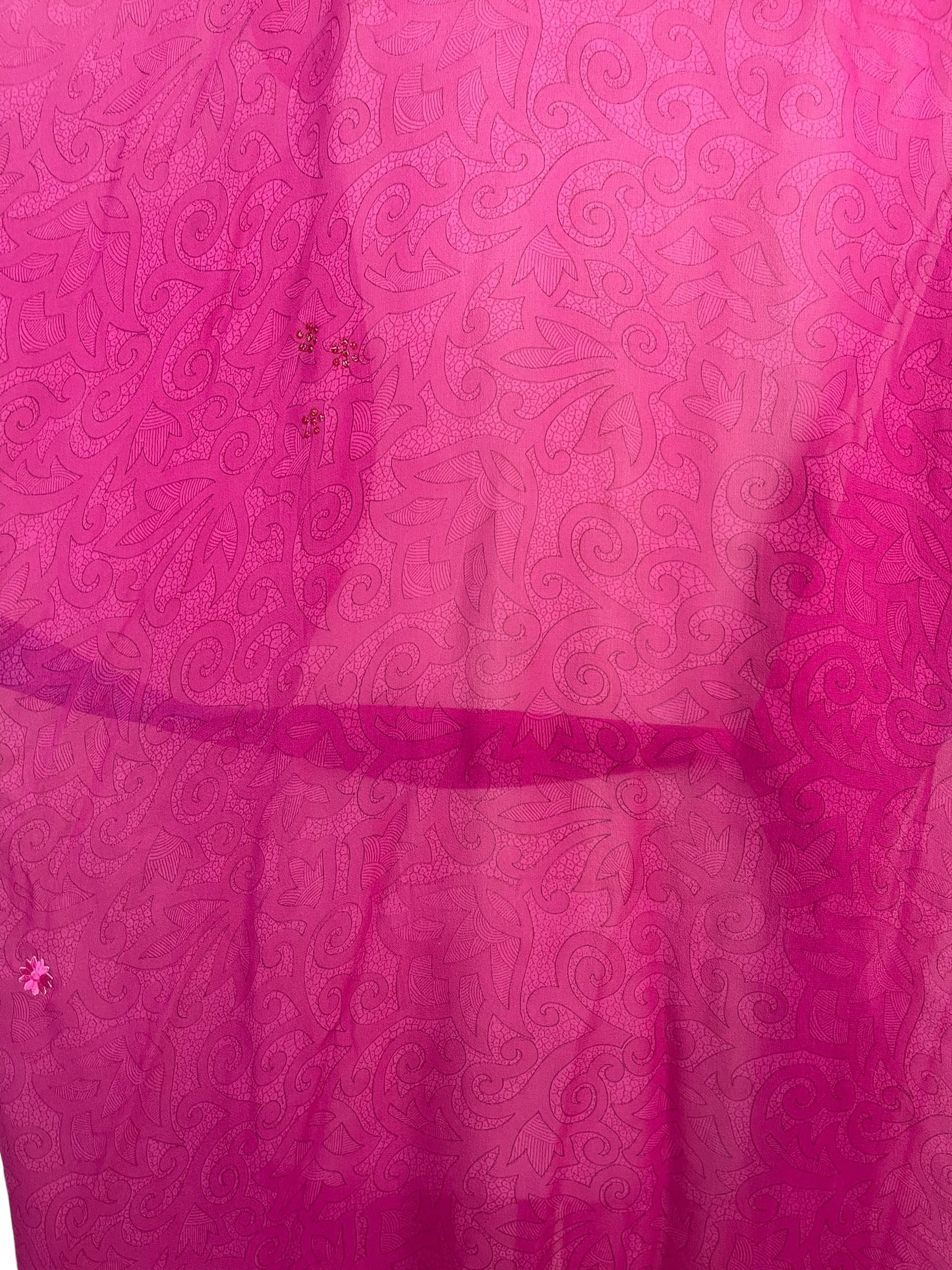 PRG8872 Sheer Avatar Long Pure Silk Kimono Sleeved Duster with Belt