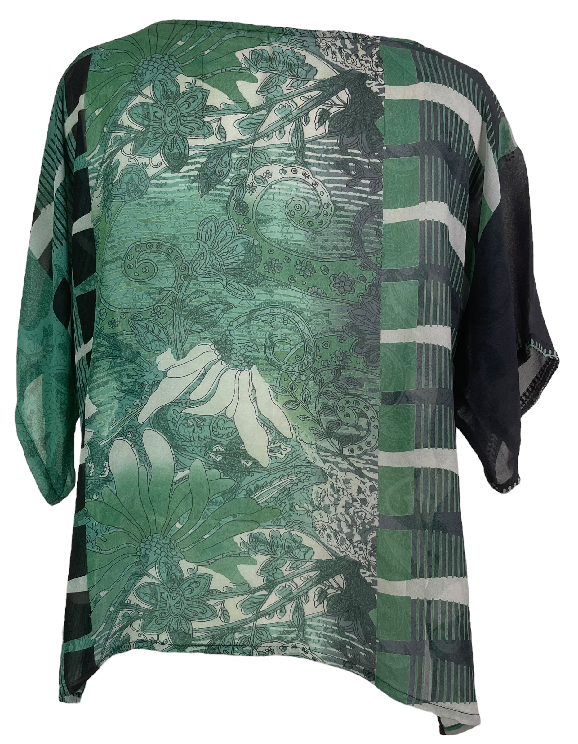 PRG8100 Sheer Avatar Pure Silk Side Slit Top