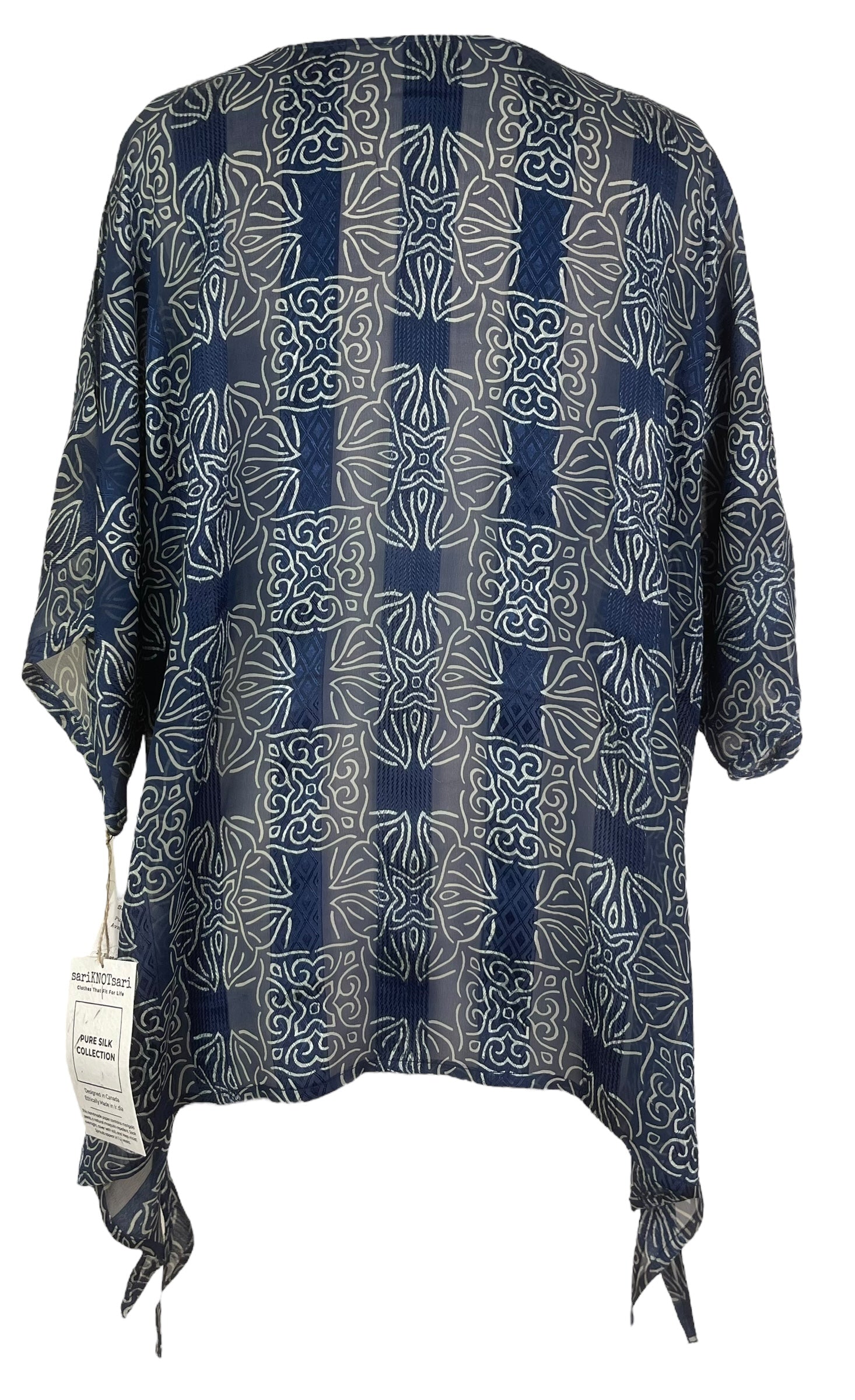 PRG8045 Sheer Avatar Pure Silk Long Tunic with Side Ties