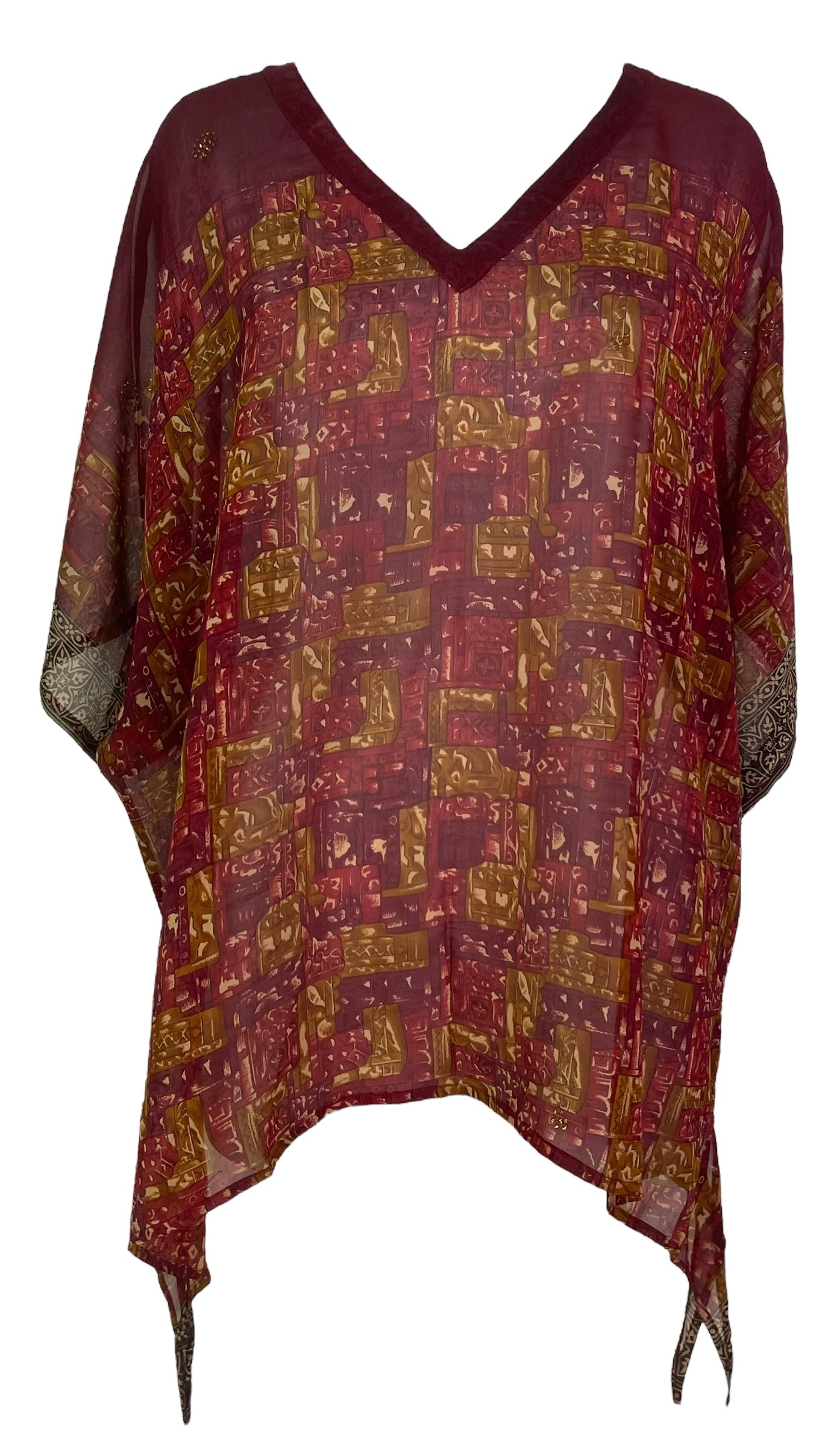 PRG7863 Sheer Avatar Pure Silk Long Tunic with Side Ties