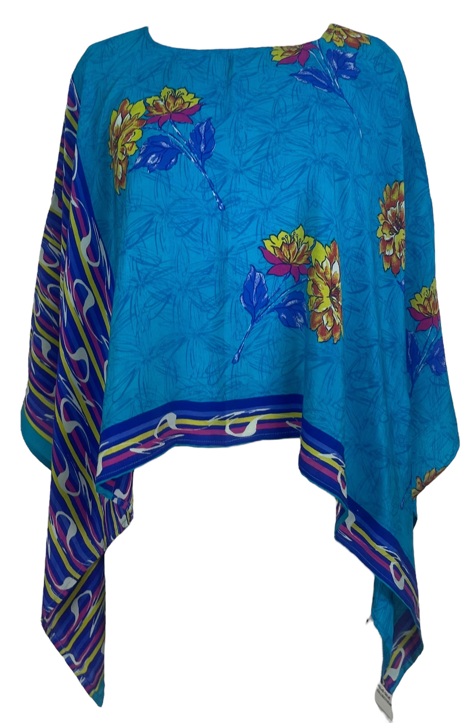 PREVIEW PRC7512 Avatar Pure Silk Capelet Poncho by DECEMBER2025 – Handmade ethical Poncho from sariKNOTsari using upcycled silk. Designed in Canada for travel and slow fashion, loved from Toronto to LA to Sydney.