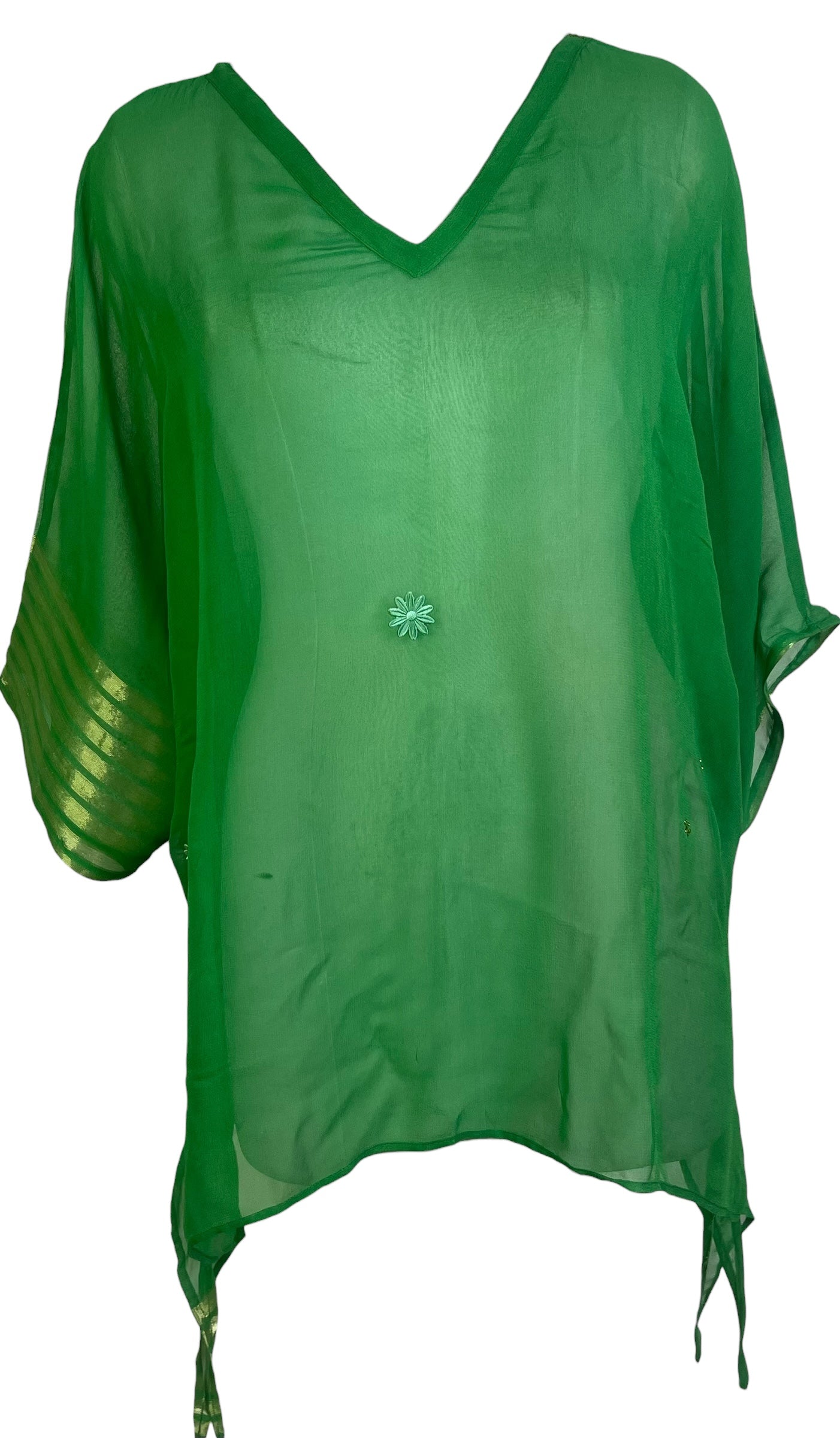 PRG8765 Sheer Wabi Sabi Pure Silk Long Tunic with Side Ties