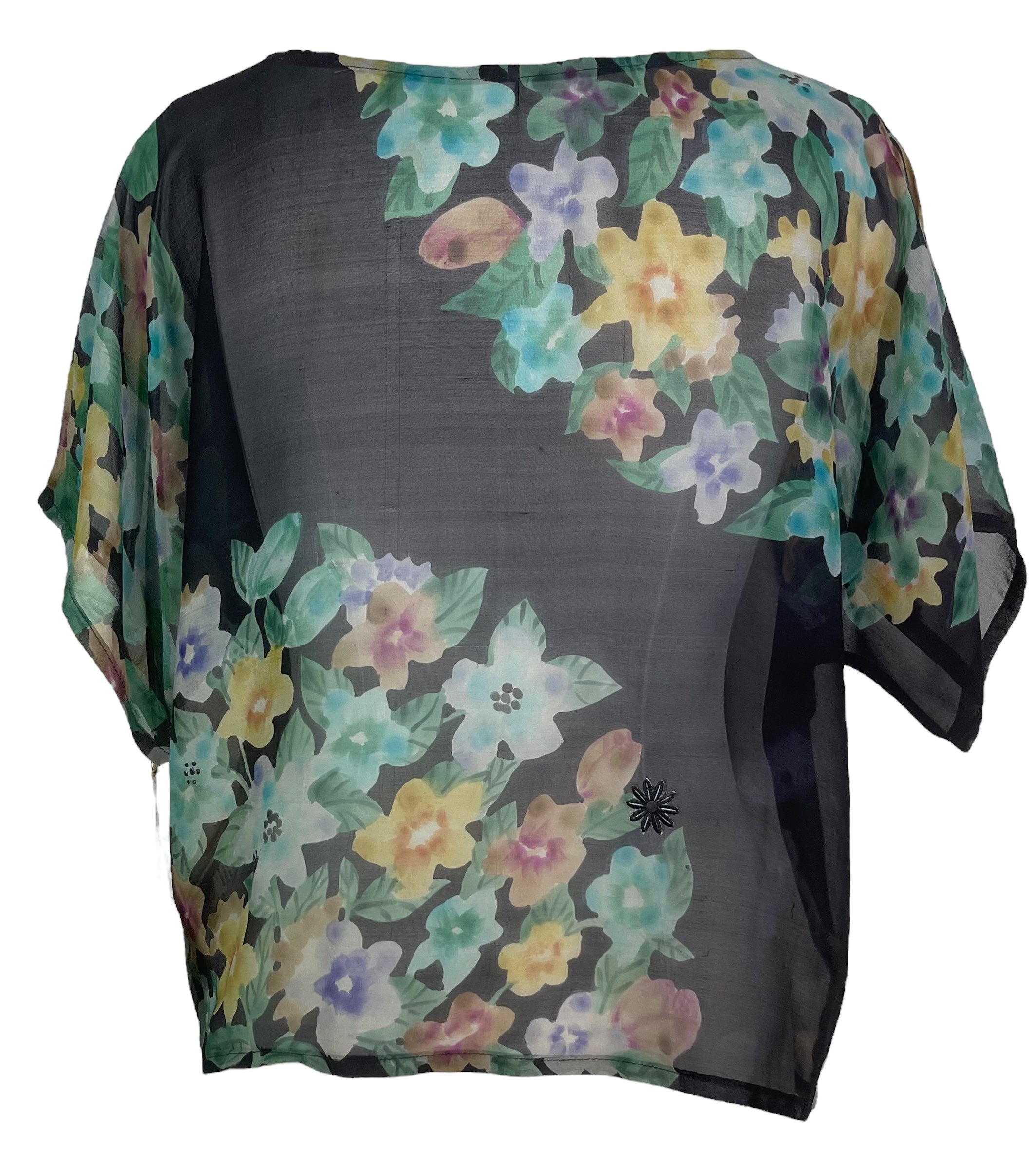 MARKETING PRG4940 Sheer Avatar Pure Silk Boxy Top by MARKETING – Handmade ethical Boxy Top from sariKNOTsari using upcycled silk. Designed in Canada for travel and slow fashion, loved from Toronto to LA to Sydney.