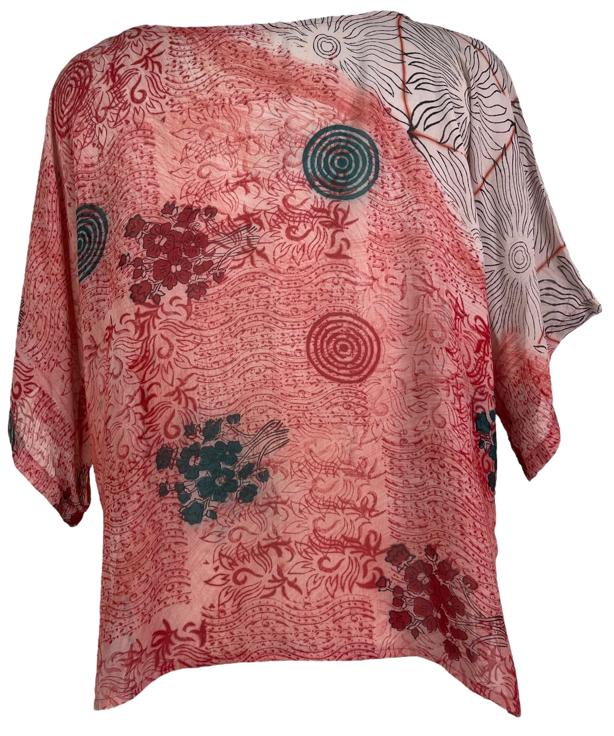 PRG8116 Sheer Wabi Sabi Pure Silk Side Slit Top by DECEMBER2025 – Handmade ethical Side Slit Top from sariKNOTsari using upcycled silk. Designed in Canada for travel and slow fashion, loved from Toronto to LA to Sydney.