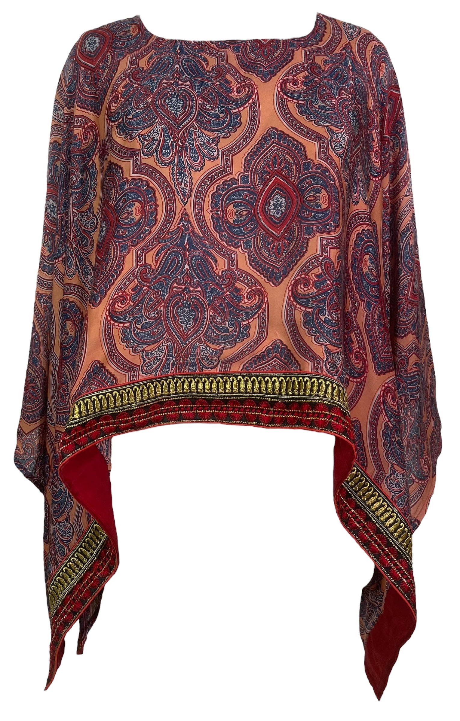 PREVIEW PRS7975 Avatar Pure Silk Capelet Poncho by DECEMBER2025 – Handmade ethical Poncho from sariKNOTsari using upcycled silk. Designed in Canada for travel and slow fashion, loved from Toronto to LA to Sydney.