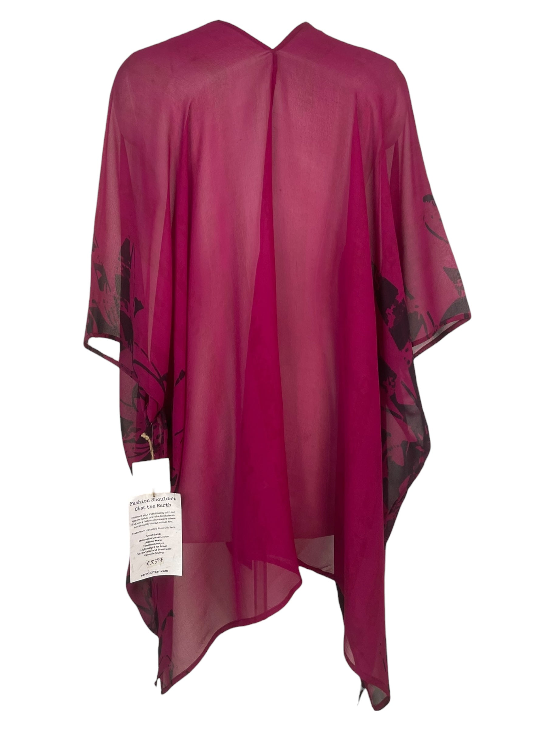 PREVIEW PRG8597 Sheer Wabi Sabi Pure Silk Cardigan by FEBRUARY2026 – Handmade ethical Cardigan from sariKNOTsari using upcycled silk. Designed in Canada for travel and slow fashion, loved from Toronto to LA to Sydney.