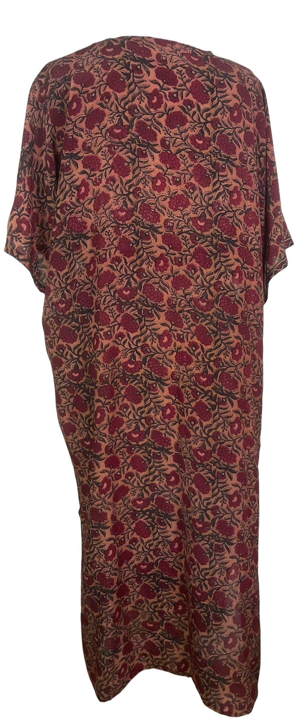 PRC8544 Avatar Long Pure Silk Kimono Sleeved Duster with Belt