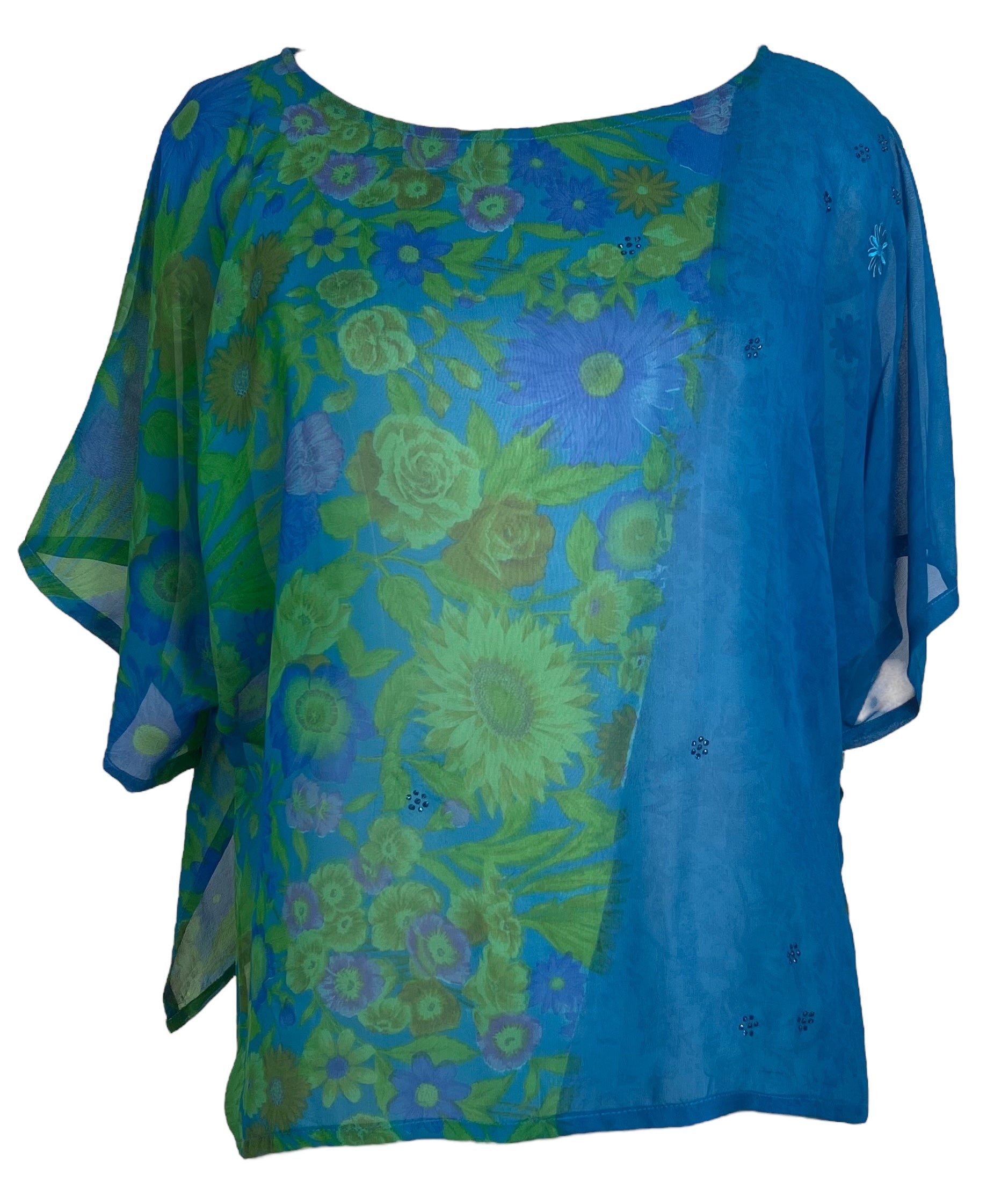 PRG7565 Sheer Avatar Pure Silk Side Slit Top