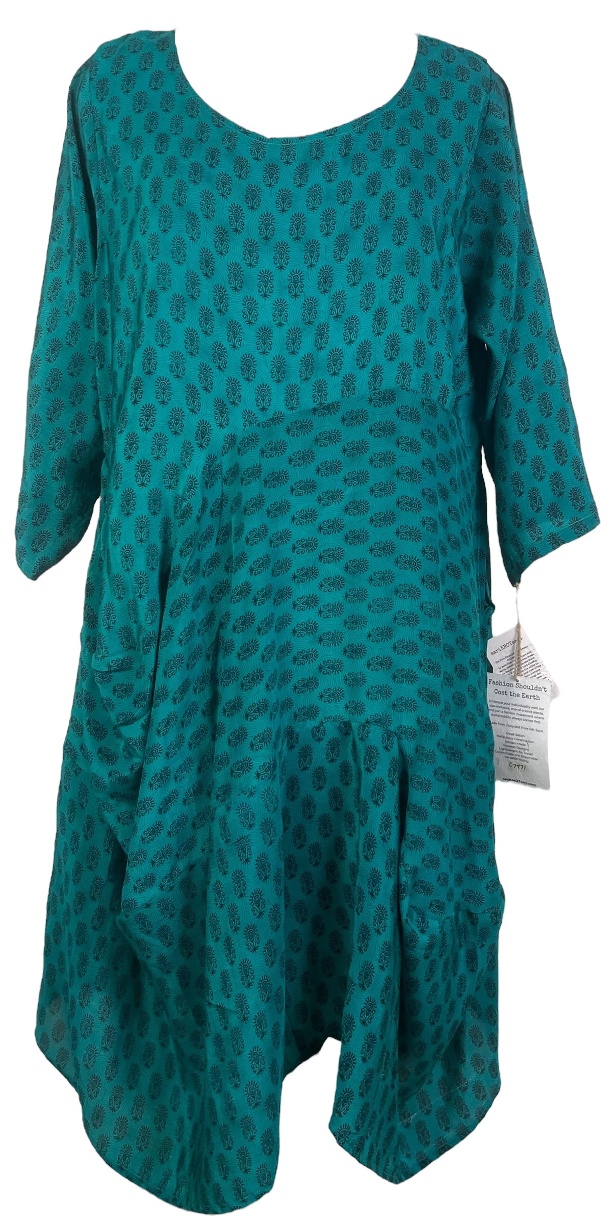 PRC7971 Avatar Pure Silk Sculptural Long Tunic Dress