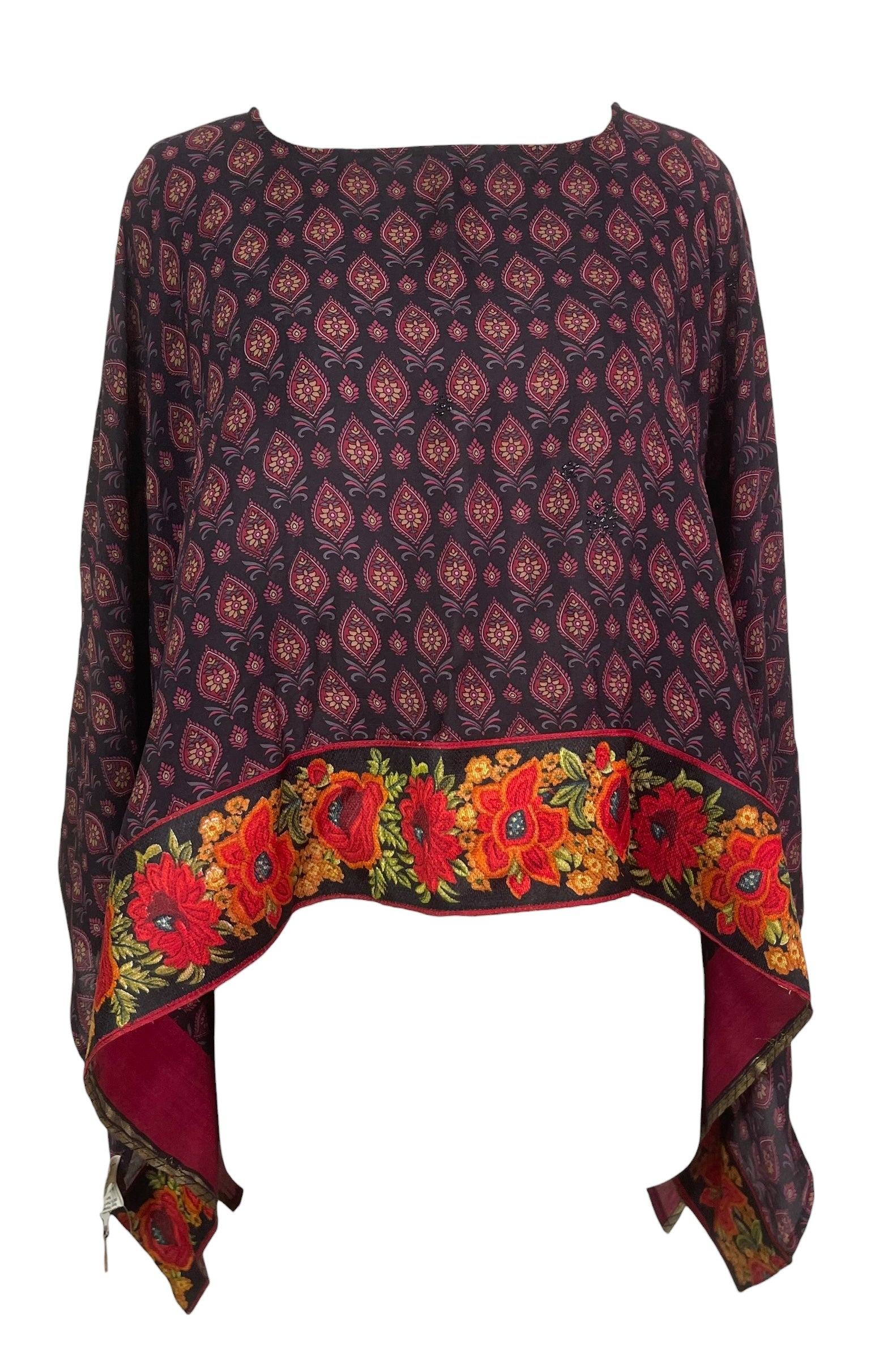 PREVIEW PRC8467 Avatar Pure Silk Capelet Poncho by FEBRUARY2026 – Handmade ethical Poncho from sariKNOTsari using upcycled silk. Designed in Canada for travel and slow fashion, loved from Toronto to LA to Sydney.