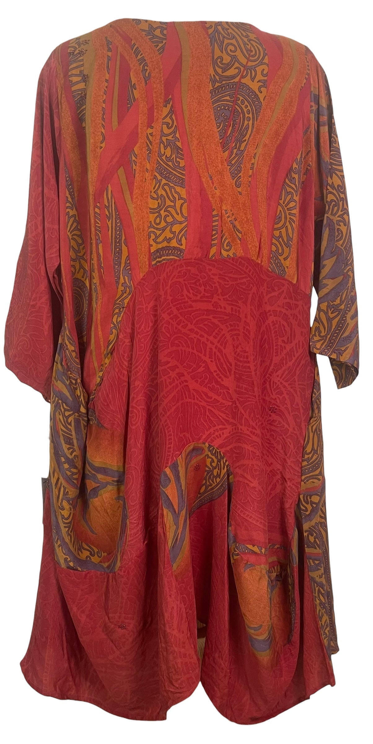 PREVIEW PRC8449 Avatar Pure Silk Sculptural Long Tunic Dress by FEBRUARY2026 – Handmade ethical Sculptural Dress from sariKNOTsari using upcycled silk. Designed in Canada for travel and slow fashion, loved from Toronto to LA to Sydney.