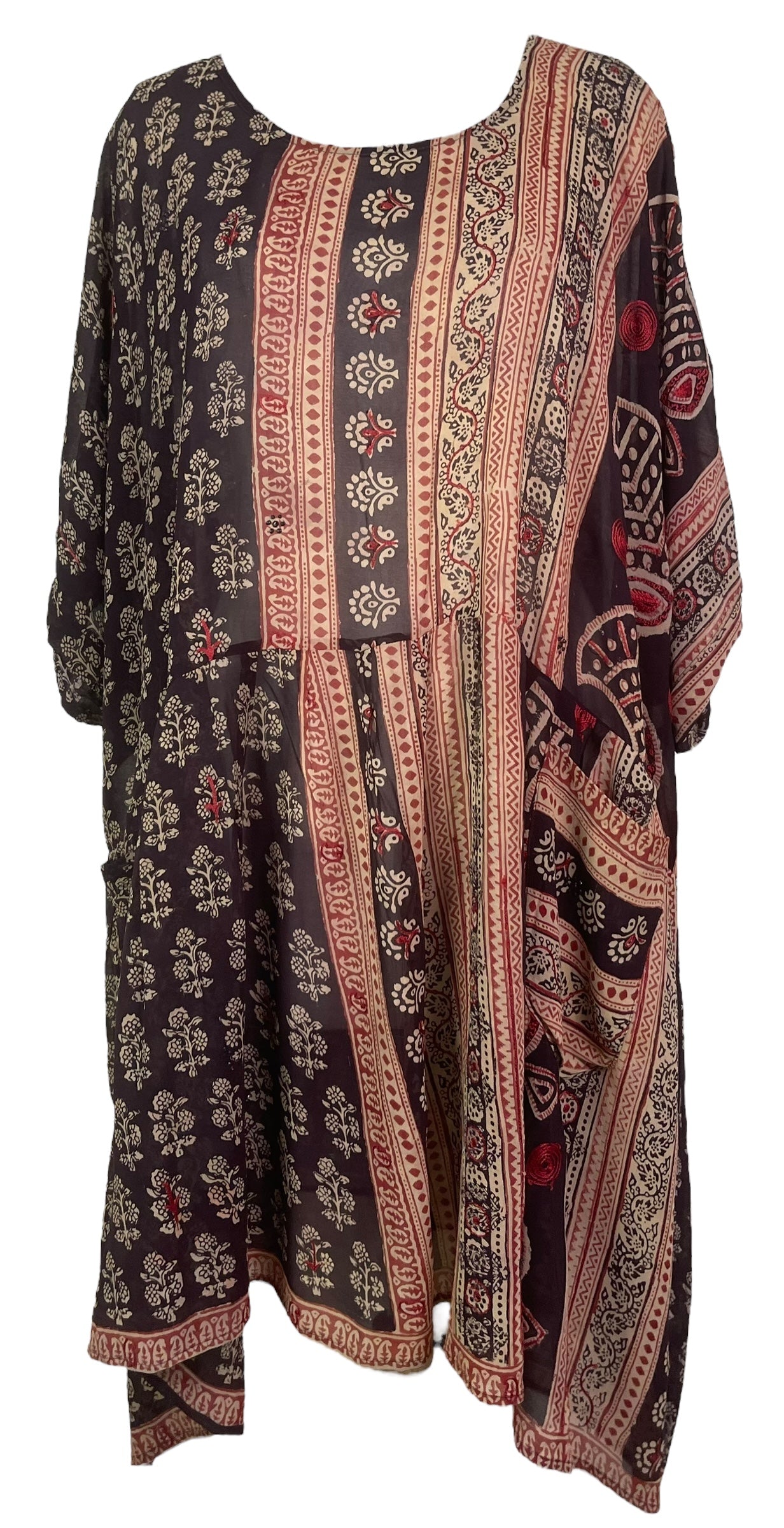 PRG7439 Sheer Wabi Sabi Pure Silk Boxy Babydoll Dress