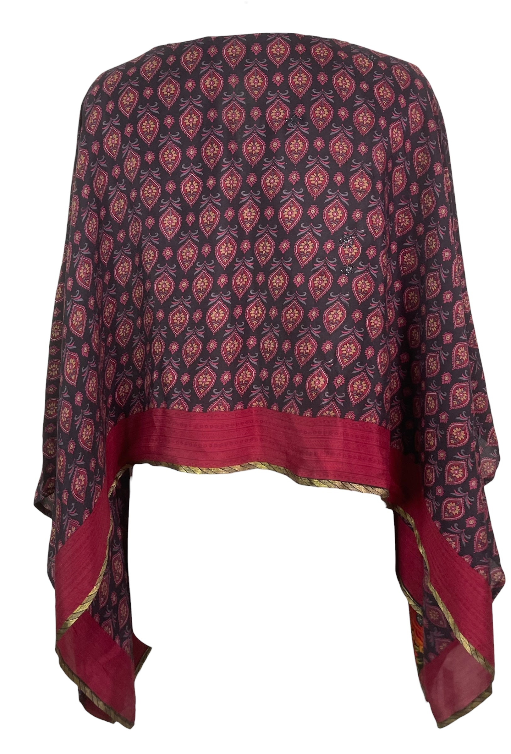 PREVIEW PRC8467 Avatar Pure Silk Capelet Poncho by FEBRUARY2026 – Handmade ethical Poncho from sariKNOTsari using upcycled silk. Designed in Canada for travel and slow fashion, loved from Toronto to LA to Sydney.