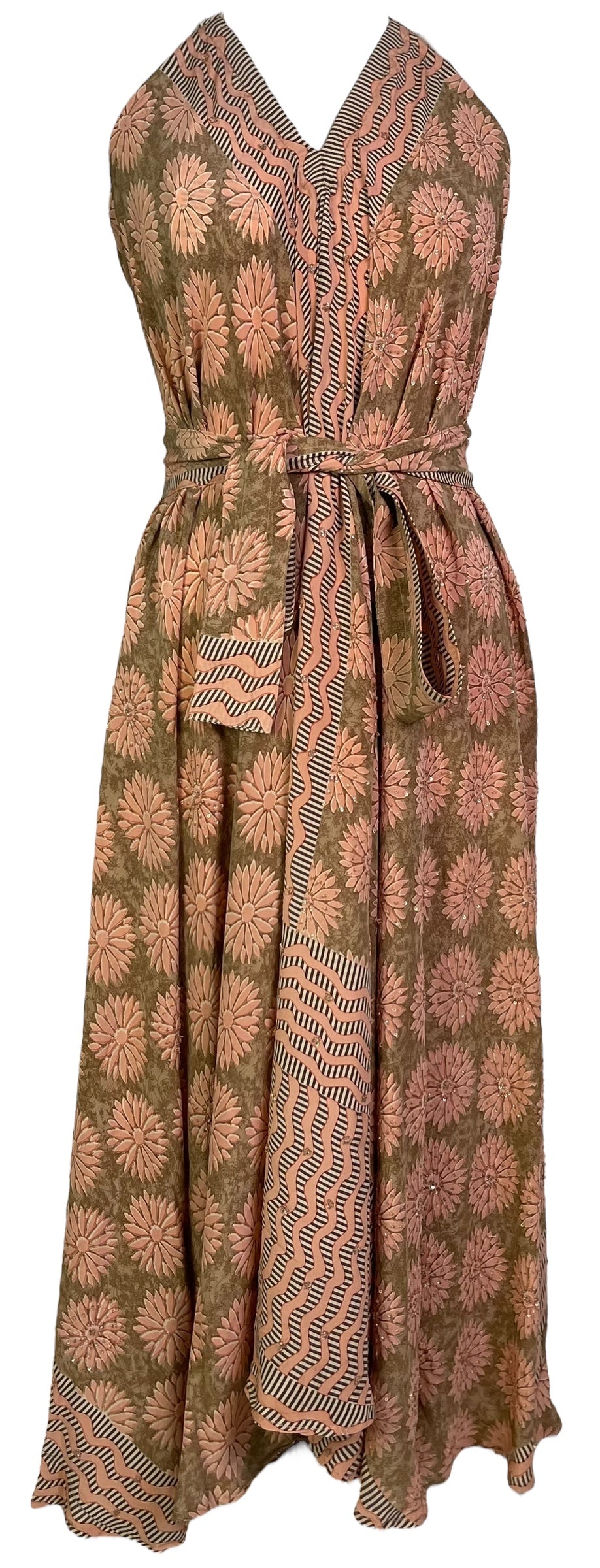 PRC7250 Wabi Sabi Pure Silk Maxi Dress with Belt