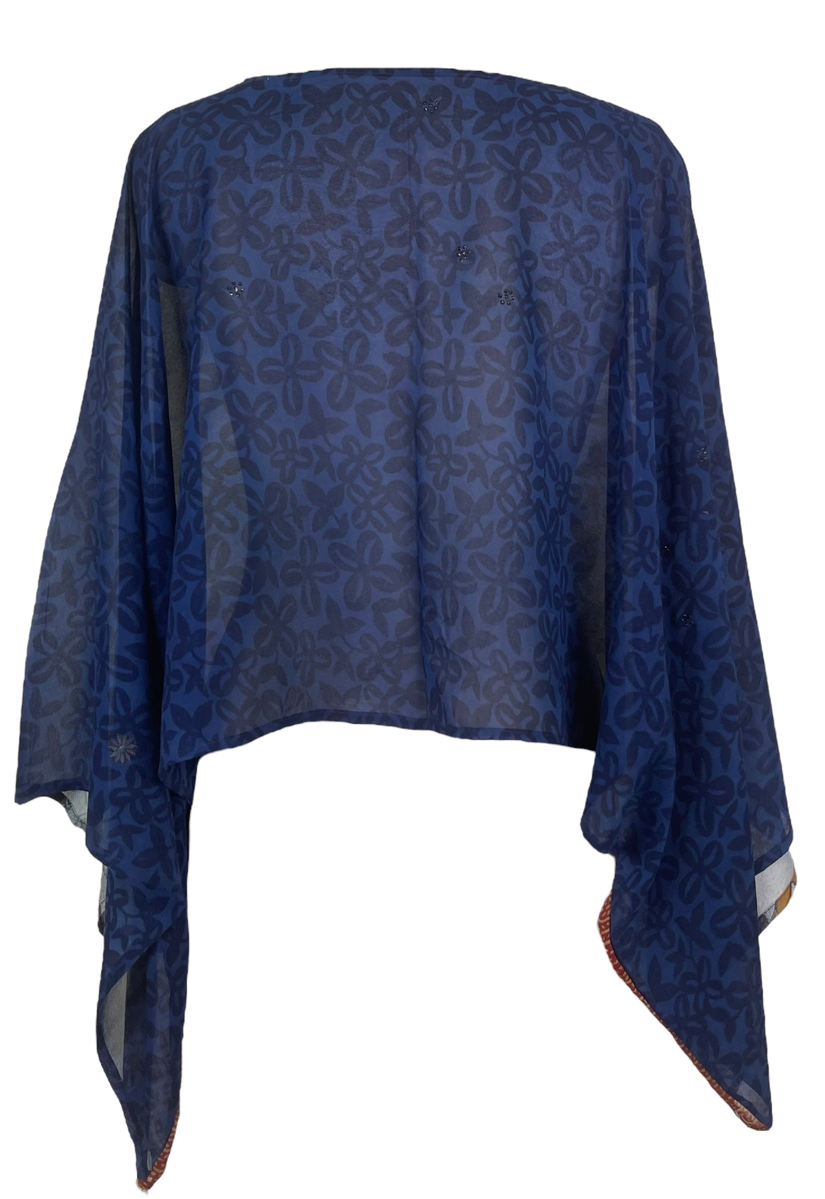PRG7576 Sheer Avatar Pure Silk Kimono-Sleeved Top