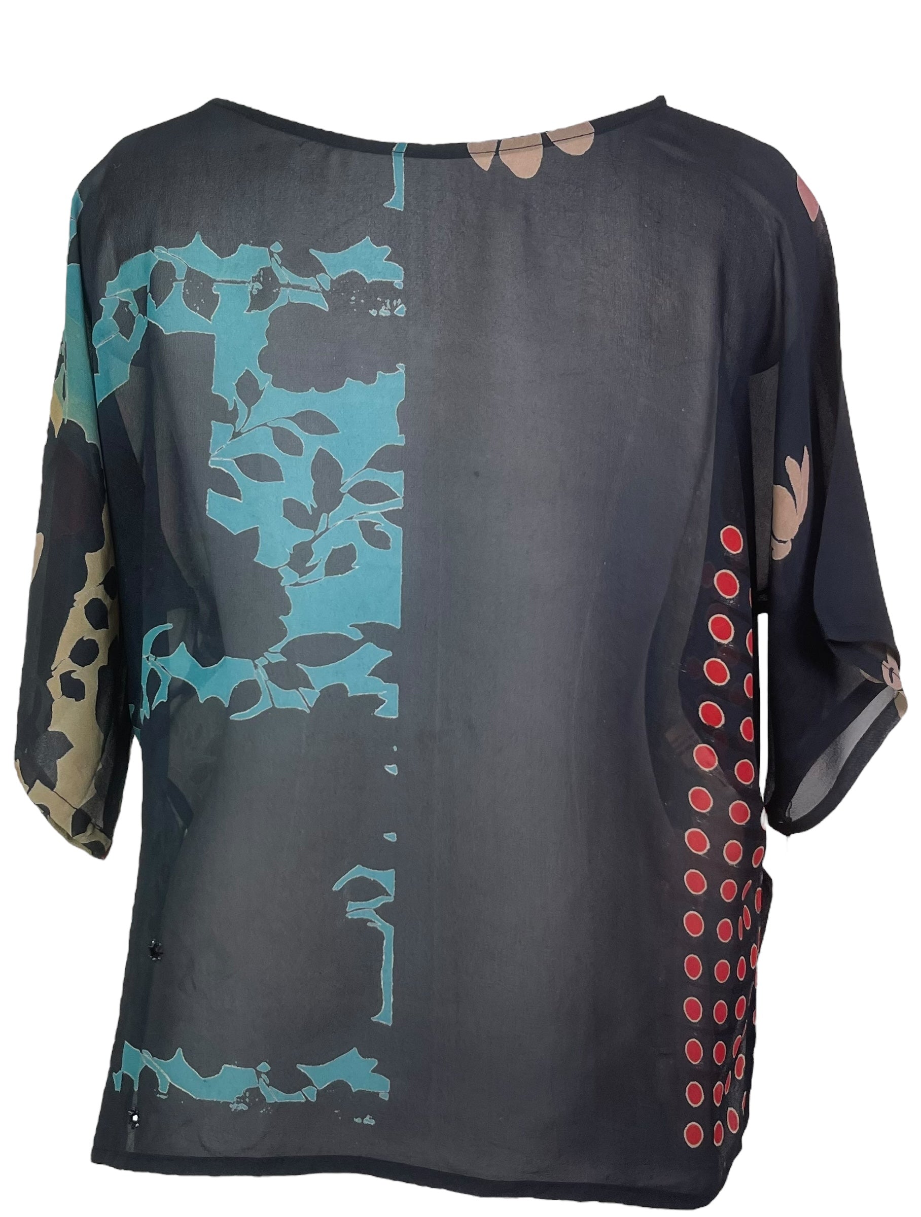 DEEANNS PRG7828 Sheer Avatar Pure Silk Side Slit Top