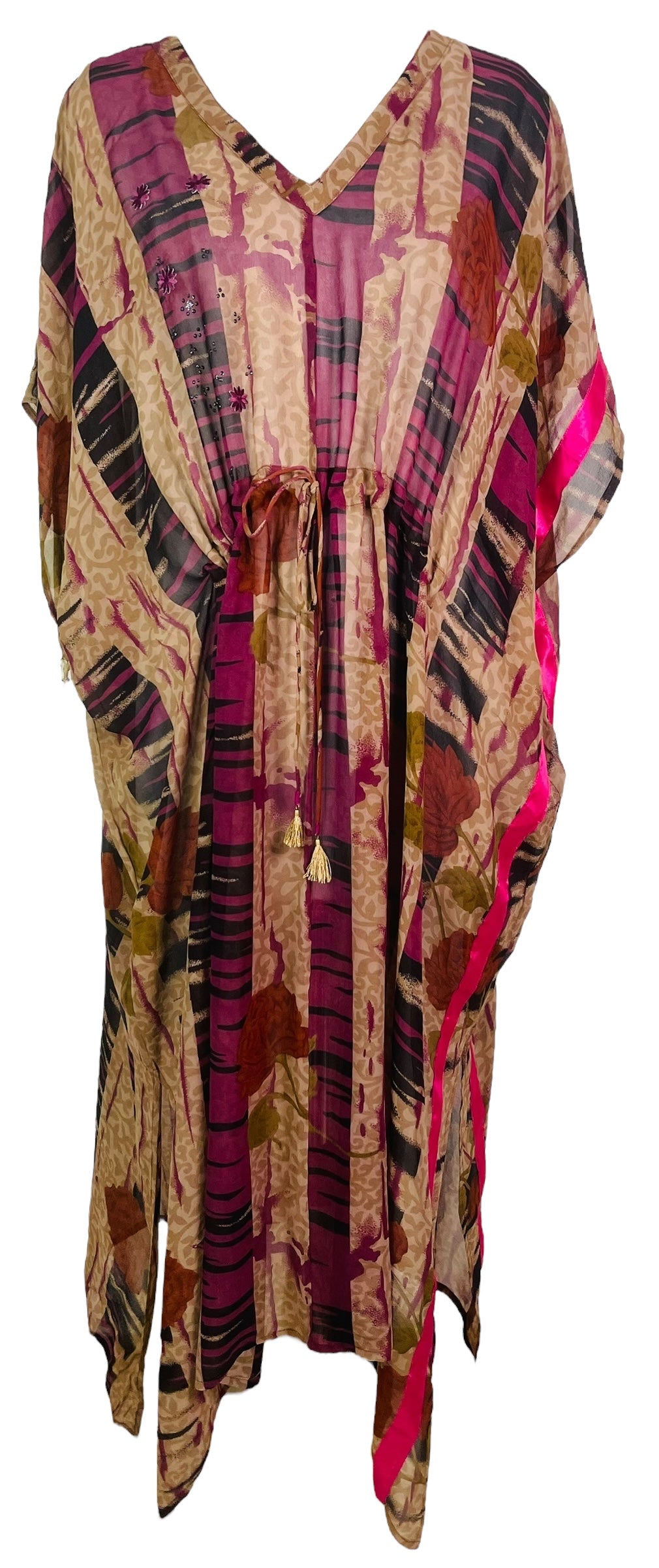 PRG7608 Sheer Wabi Sabi Pure Silk Maxi Kaftan