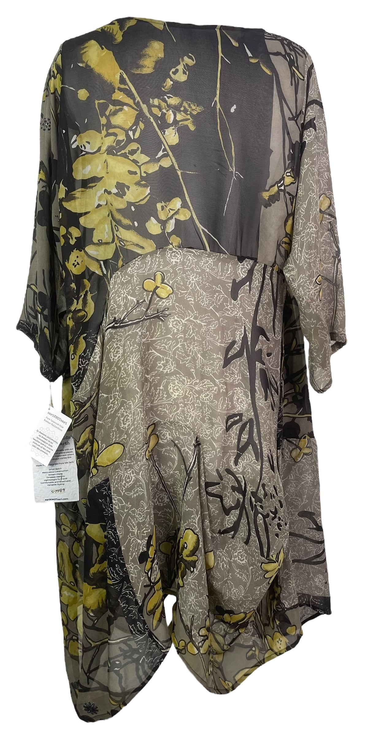 PRG7989 Sheer Avatar Pure Silk Sculptural Long Tunic Dress