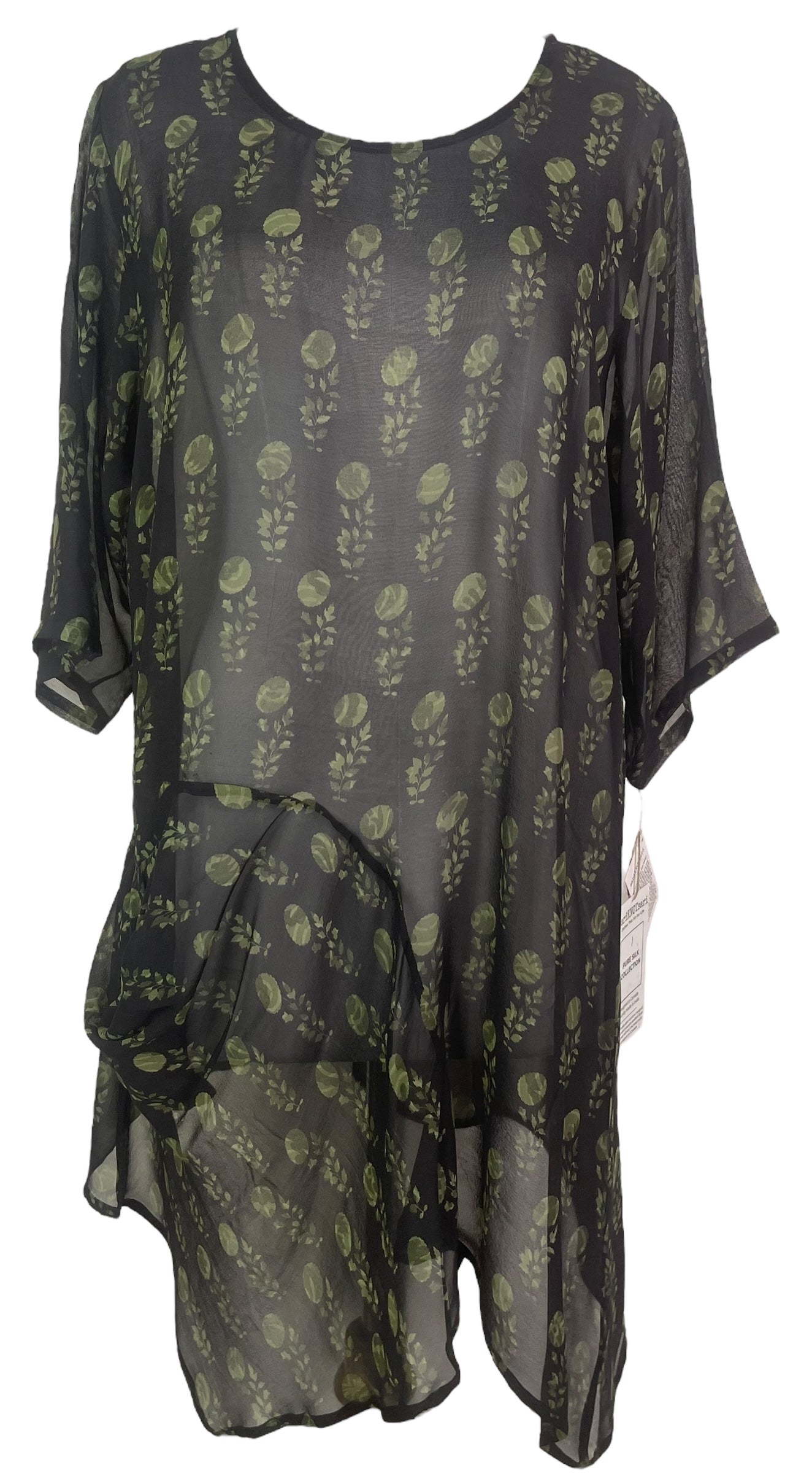 PRG7959 Sheer Avatar Pure Silk Self Pocket Tunic Dress