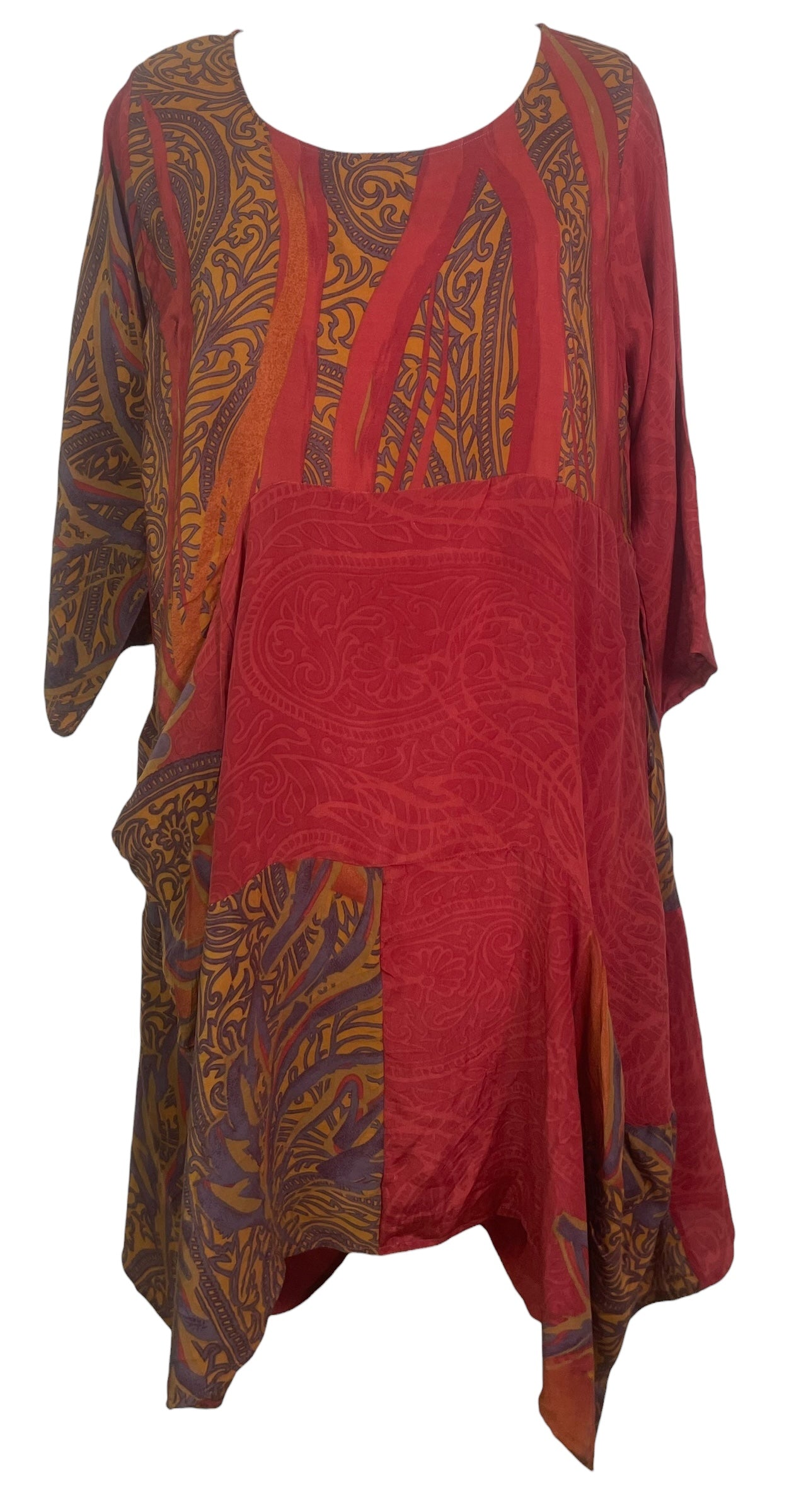 PREVIEW PRC8449 Avatar Pure Silk Sculptural Long Tunic Dress by FEBRUARY2026 – Handmade ethical Sculptural Dress from sariKNOTsari using upcycled silk. Designed in Canada for travel and slow fashion, loved from Toronto to LA to Sydney.