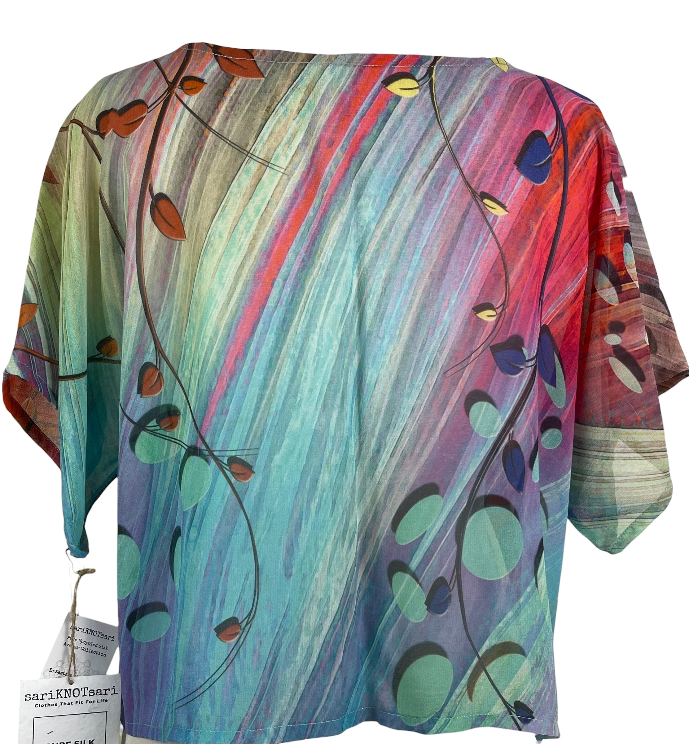 PREVIEW PRG8562 Sheer Avatar Pure Silk Boxy Top by MARCH2026 – Handmade ethical Boxy Top from sariKNOTsari using upcycled silk. Designed in Canada for travel and slow fashion, loved from Toronto to LA to Sydney.