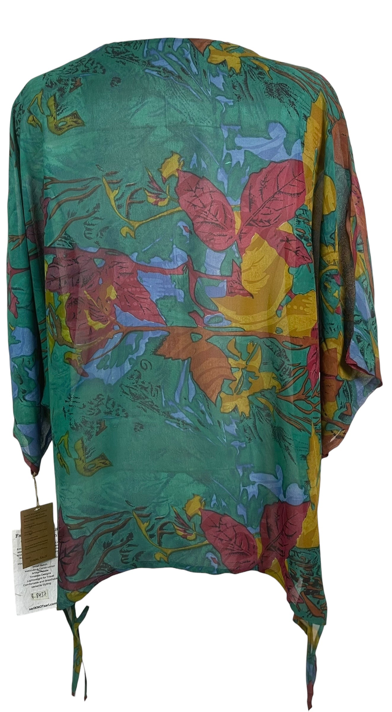 PRG8437 Sheer Wabi Sabi Pure Silk Long Tunic with Side Ties