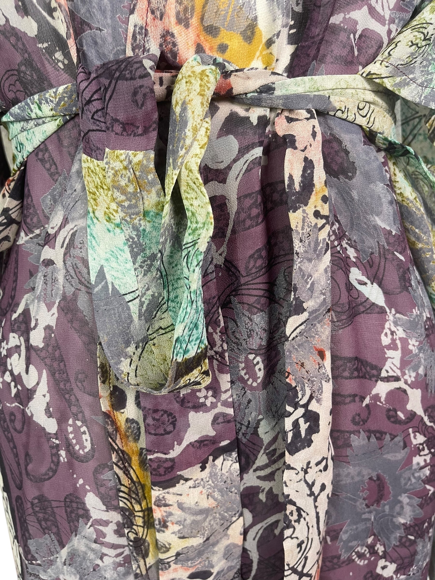 PRG8521 Sheer Wabi Sabi Pure Silk Kimono-Sleeved Jacket with Belt