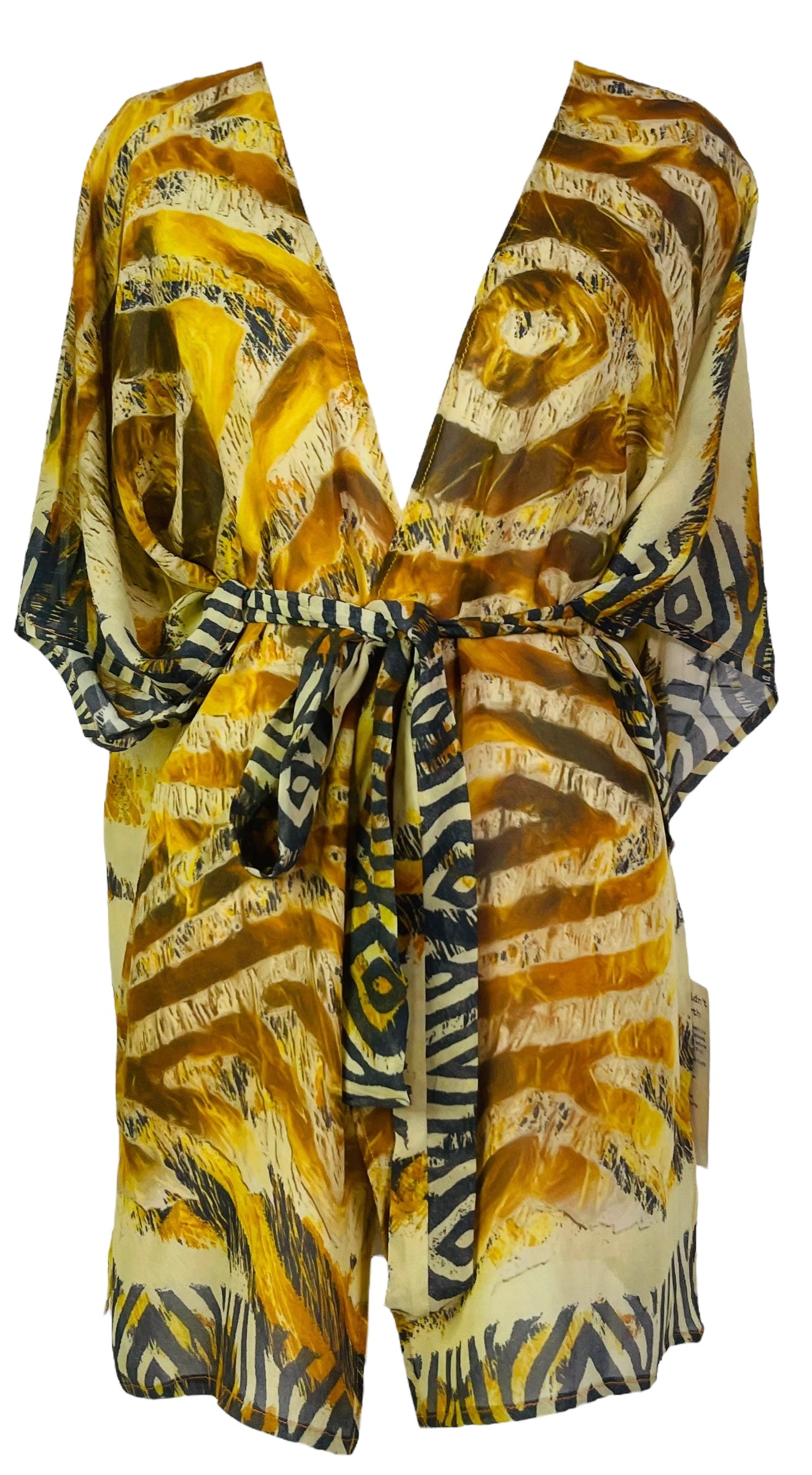 PRC7495 Avatar Pure Silk Kimono-Sleeved Jacket with Belt