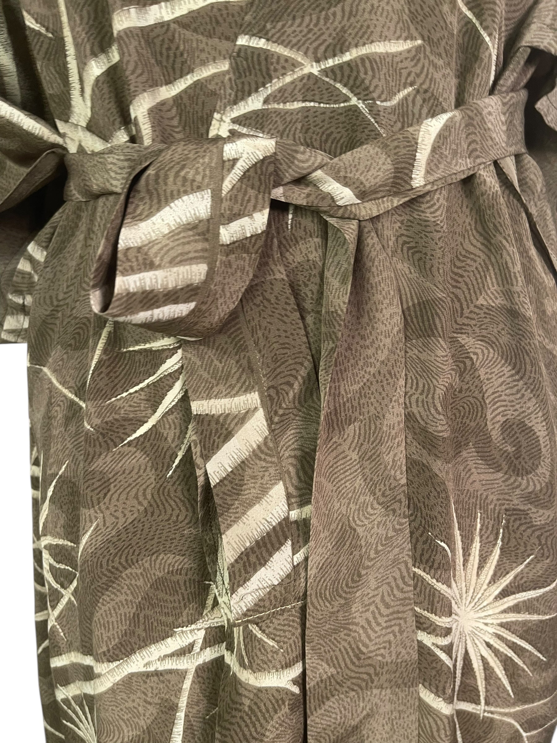 PRC8556 Avatar Long Pure Silk Kimono Sleeved Duster with Belt