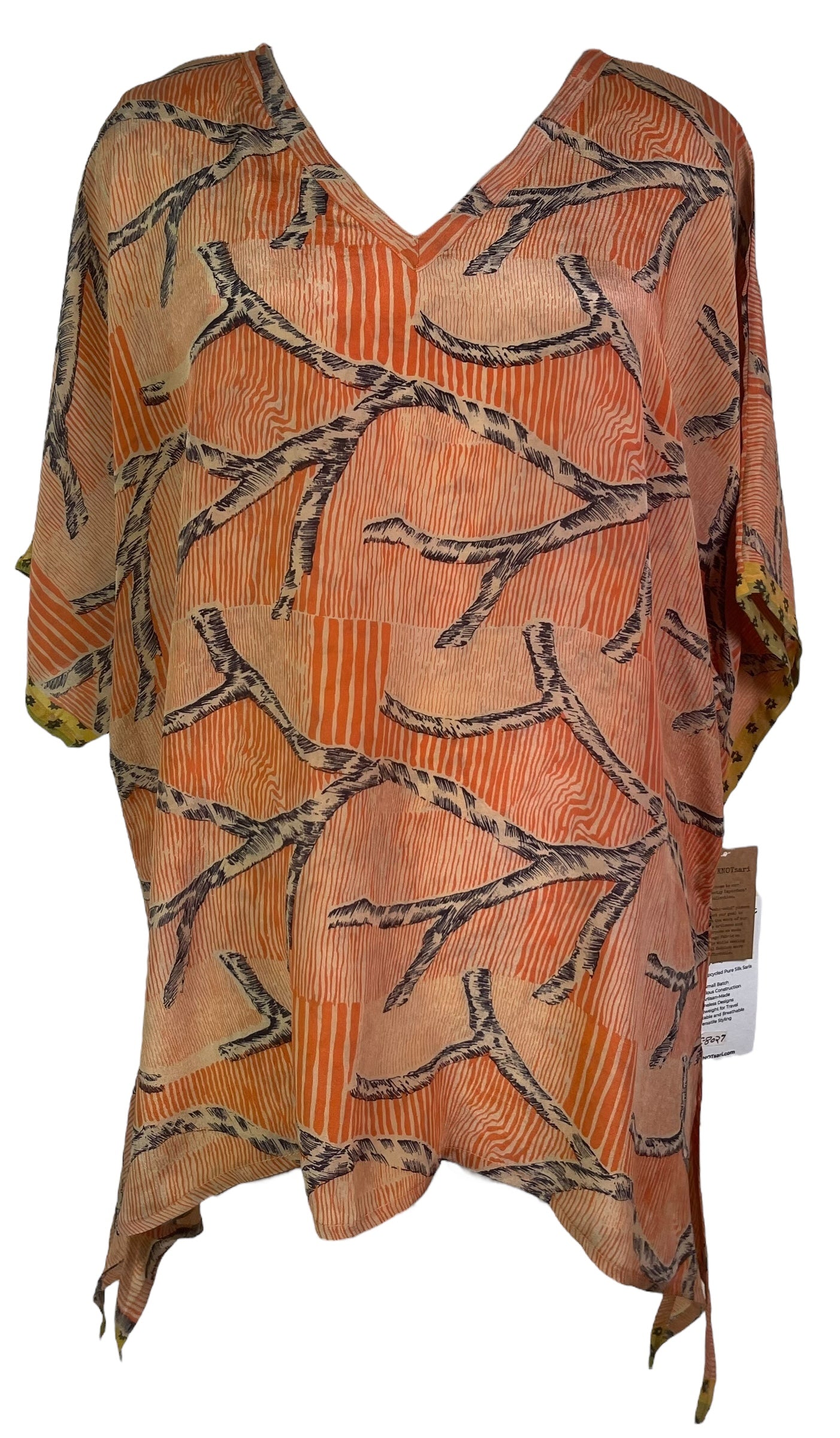 PREVIEW PRC8027 Wabi Sabi Pure Silk Long Tunic with Side Ties by DECEMBER2025 – Handmade ethical Side Tie Tunic from sariKNOTsari using upcycled silk. Designed in Canada for travel and slow fashion, loved from Toronto to LA to Sydney.