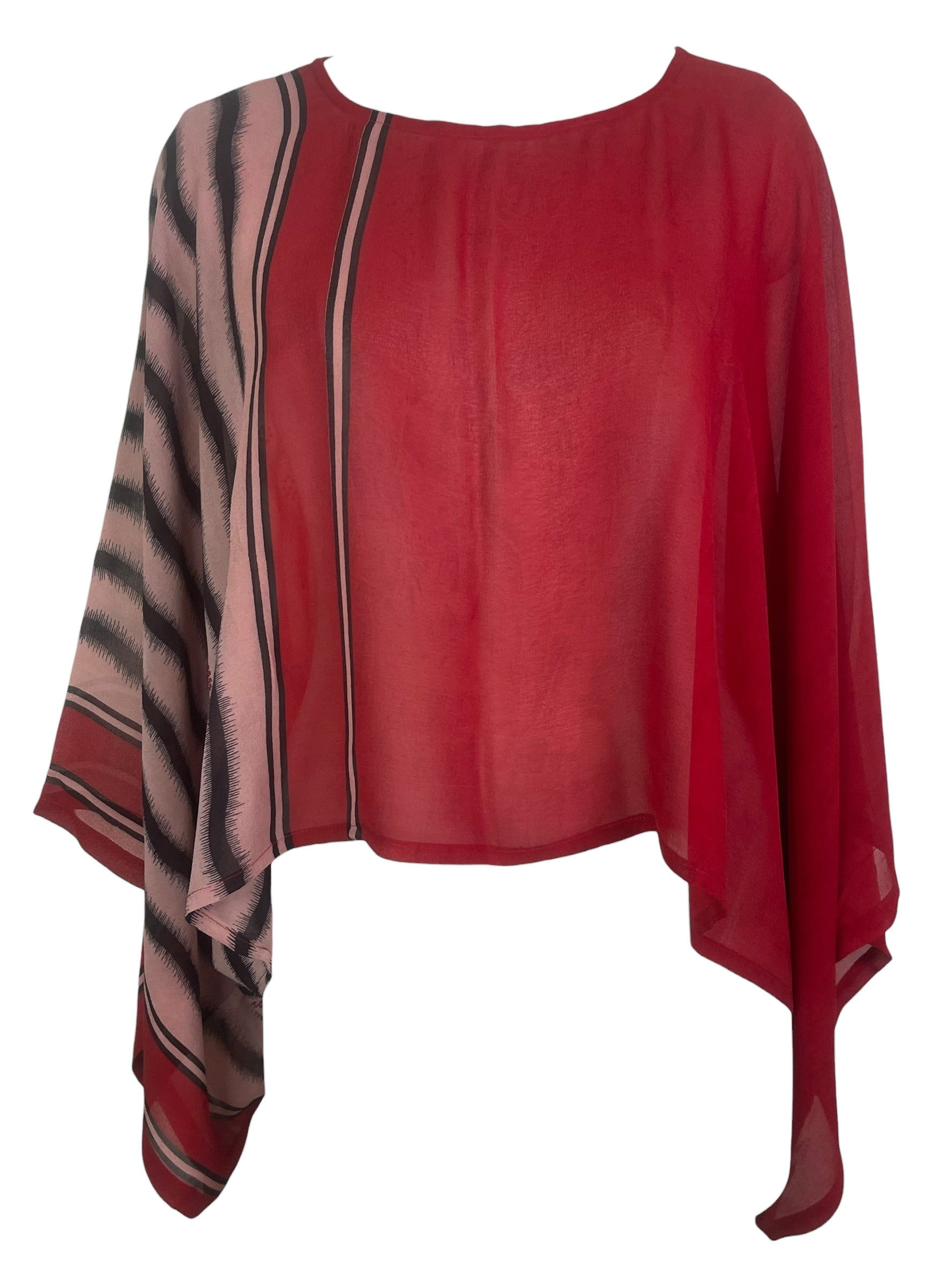 PREVIEW PRG8519 Sheer Avatar Pure Silk Kimono-Sleeved Top by FEBRUARY2026 – Handmade ethical Kimono Top from sariKNOTsari using upcycled silk. Designed in Canada for travel and slow fashion, loved from Toronto to LA to Sydney.