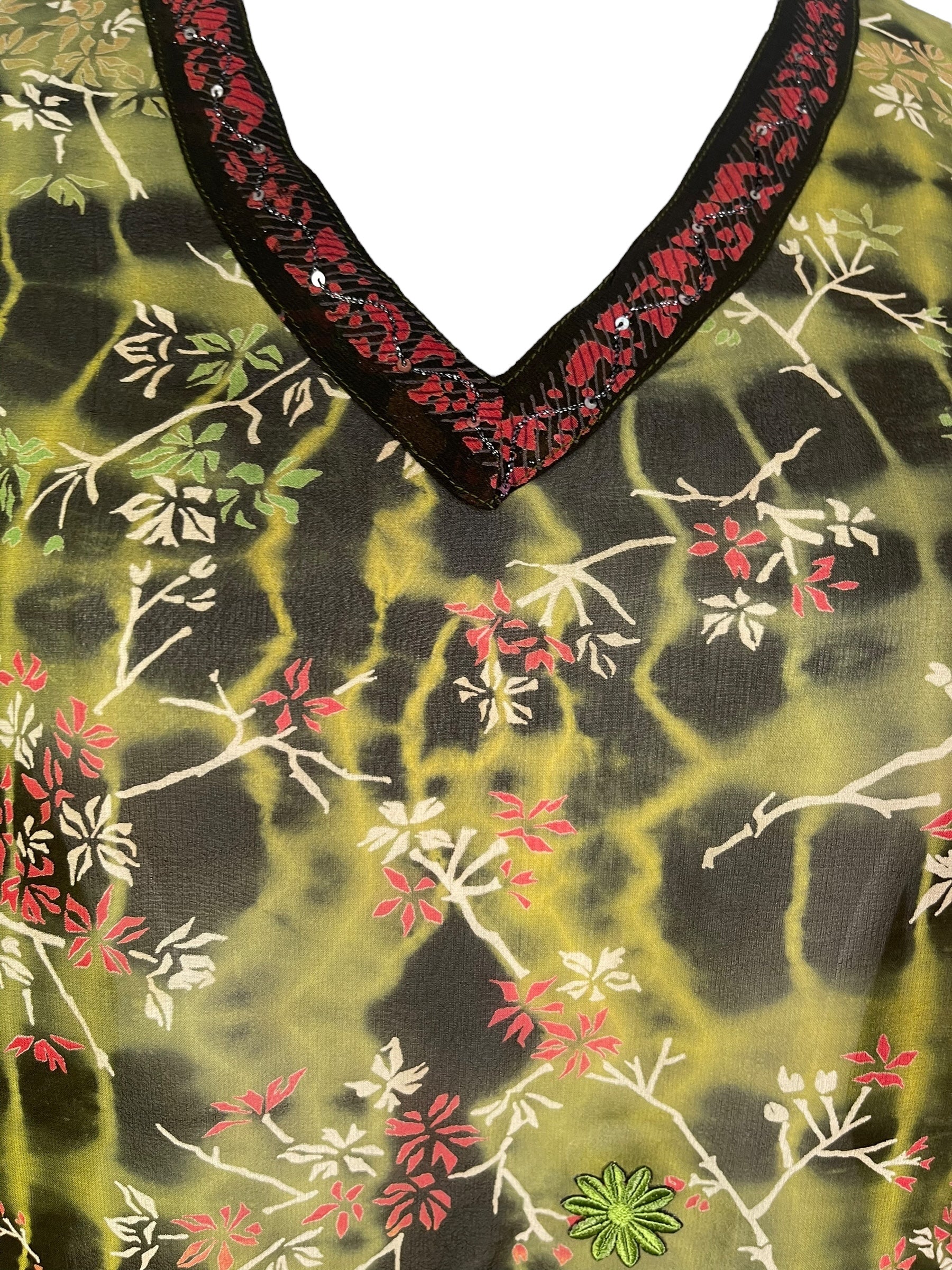 PRG7481 Sheer Avatar Pure Silk Short Kaftan Tunic without Slits