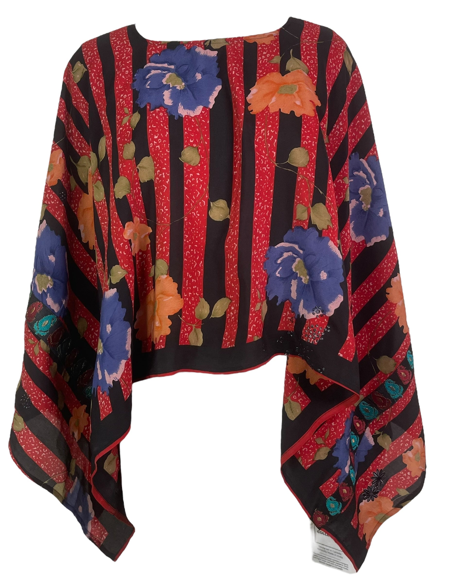 PREVIEW PRC8024 Avatar Pure Silk Capelet Poncho by DECEMBER2025 – Handmade ethical Poncho from sariKNOTsari using upcycled silk. Designed in Canada for travel and slow fashion, loved from Toronto to LA to Sydney.