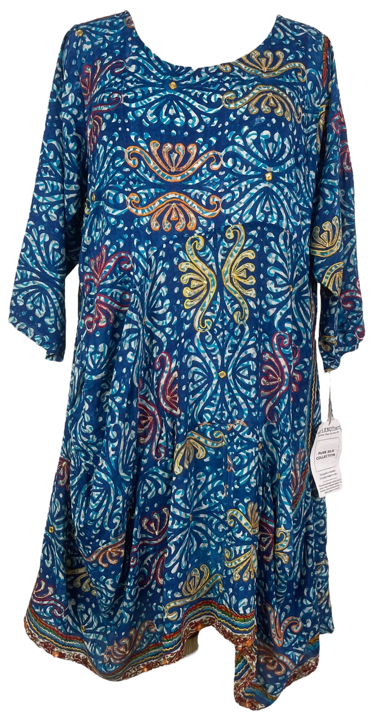 PRC7820 Avatar Pure Silk Sculptural Long Tunic Dress