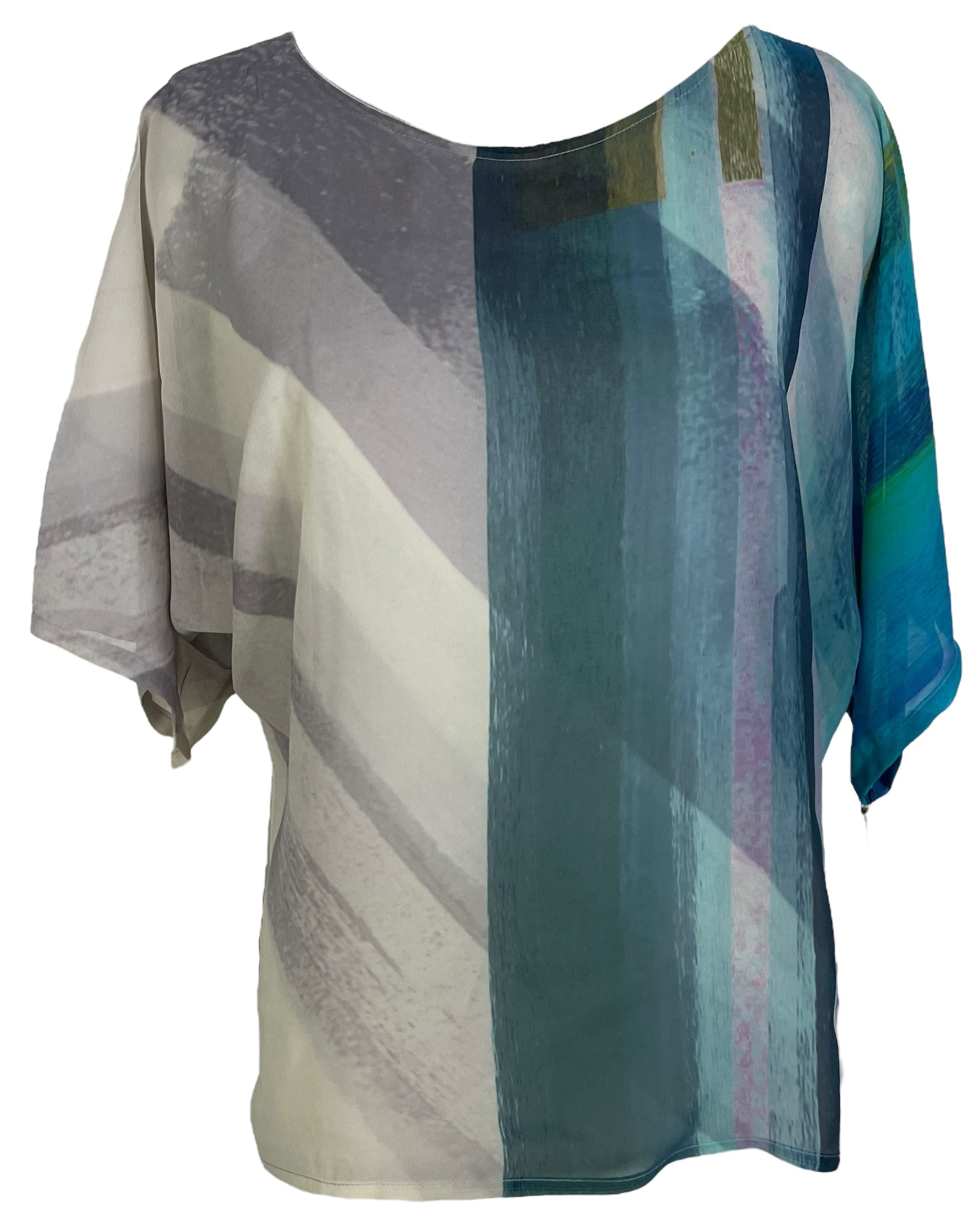 PRG6604 Sheer Avatar Pure Silk Side Slit Top