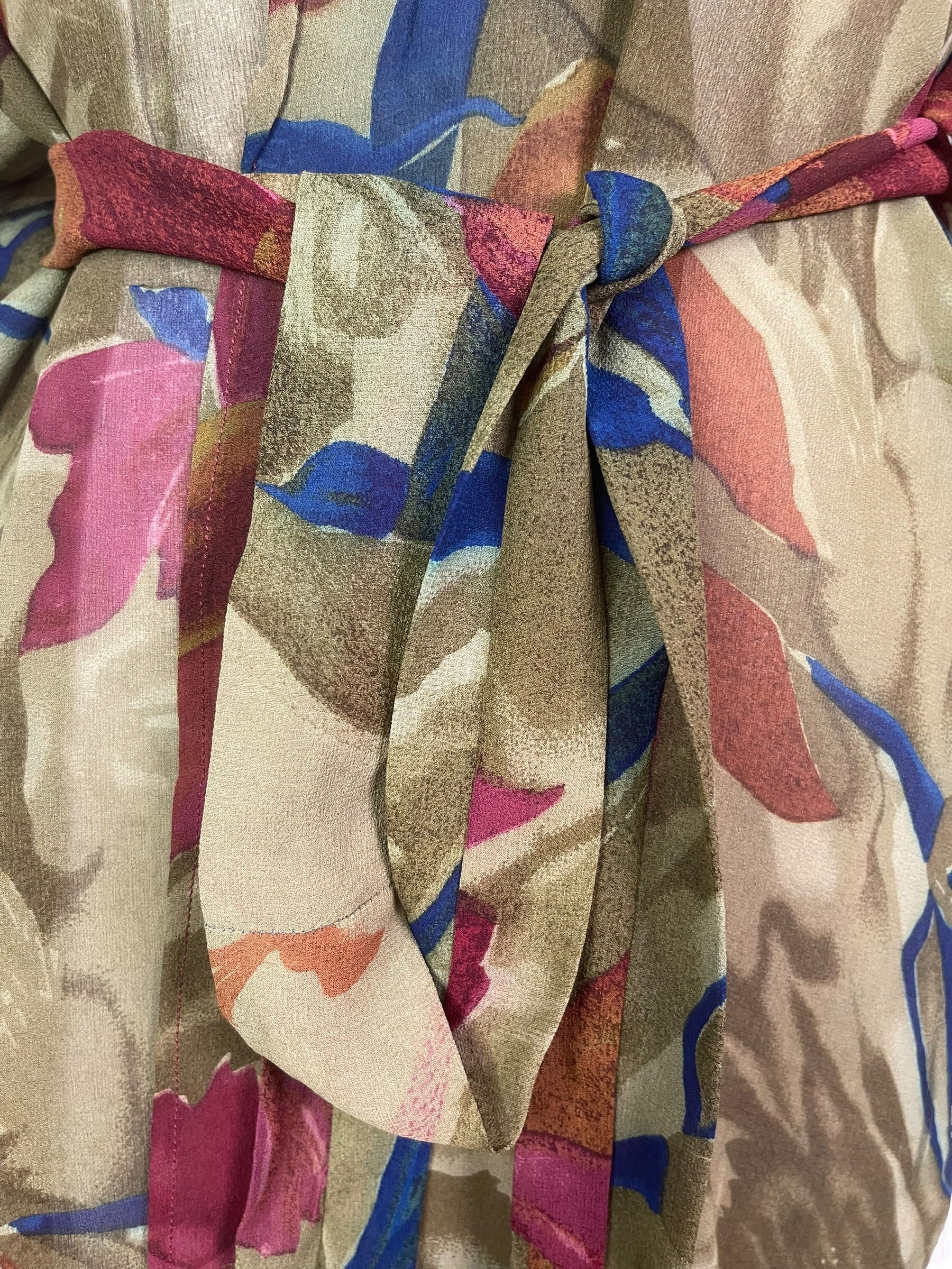 PRG7194 Sheer Wabi Sabi Pure Silk Kimono-Sleeved Jacket with Belt