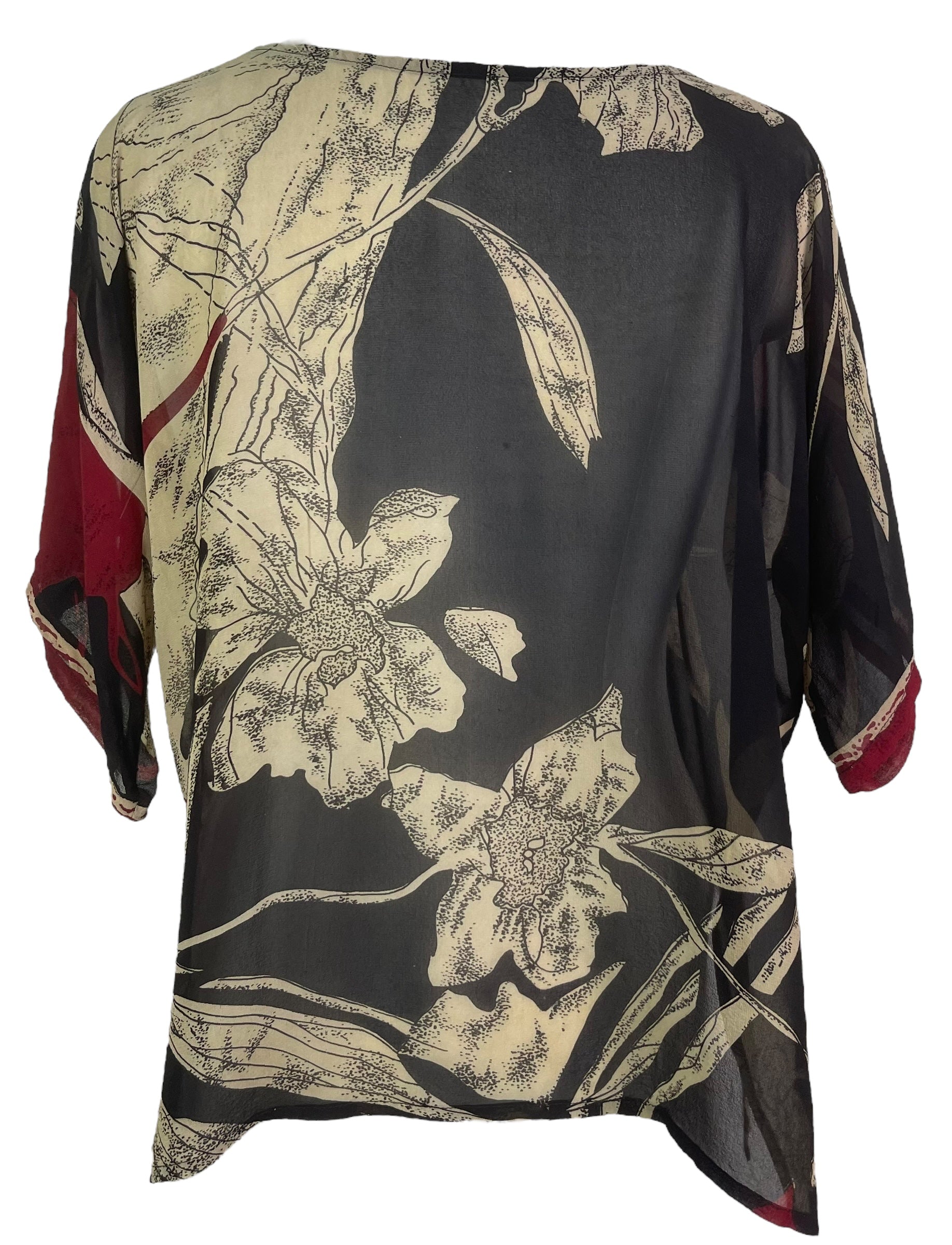 MARKETING PRG8103 Sheer Wabi Sabi Pure Silk Side Slit Top by MARKETING – Handmade ethical Side Slit Top from sariKNOTsari using upcycled silk. Designed in Canada for travel and slow fashion, loved from Toronto to LA to Sydney.