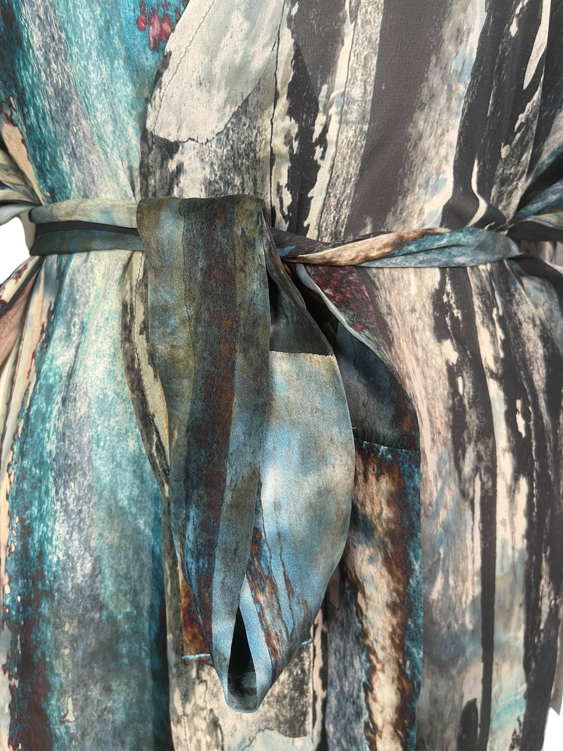 PRG8618 Sheer Avatar Pure Silk Kimono-Sleeved Jacket with Belt