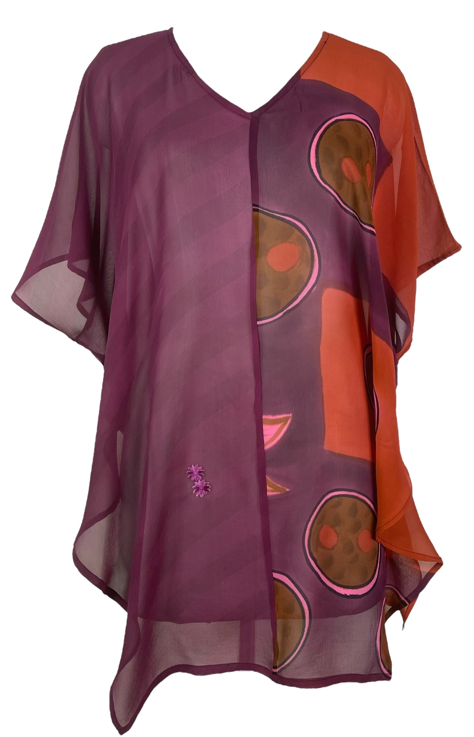 PRG7568 Sheer Avatar Pure Silk Waterfall Top