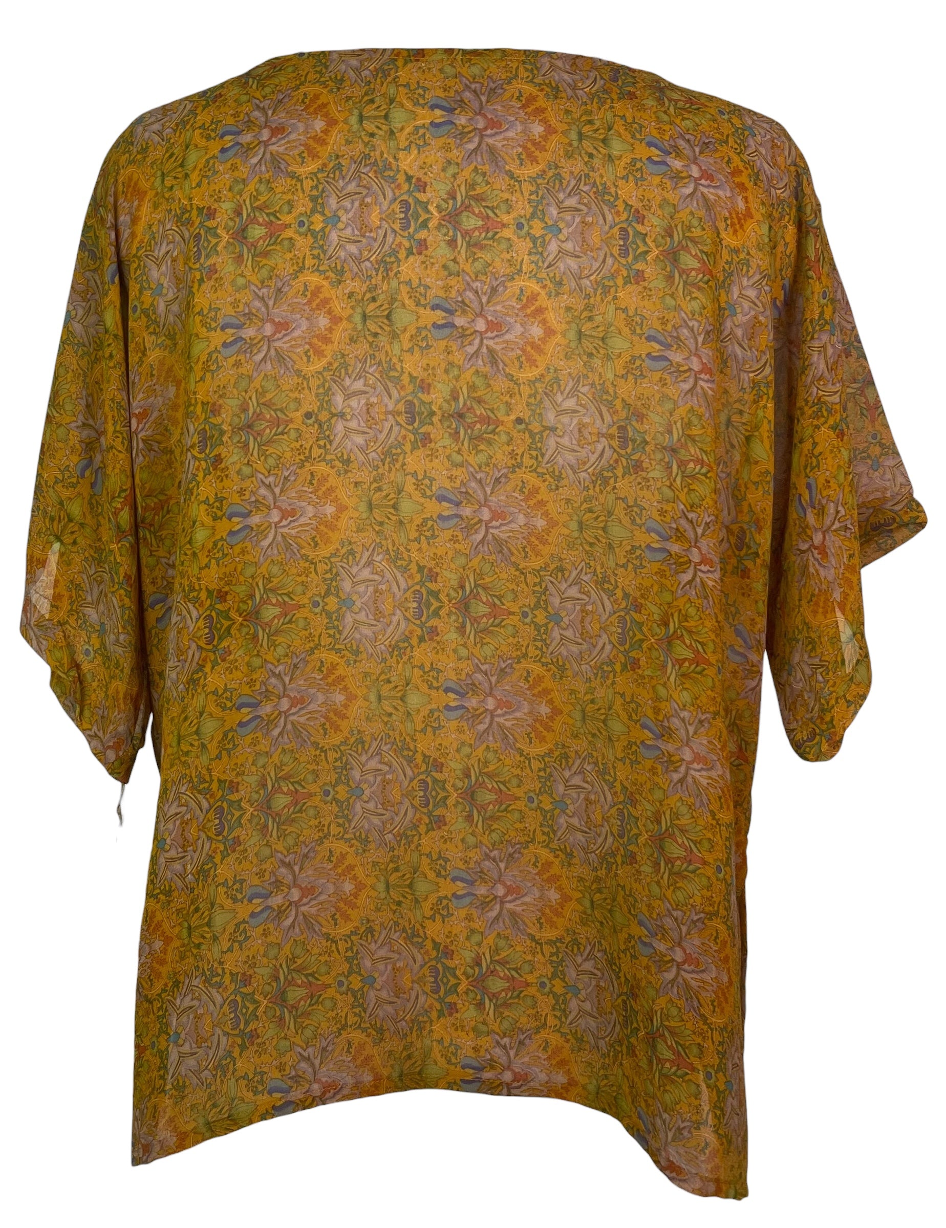 PREVIEW PRG8527 Sheer Avatar Pure Silk Side Slit Top by FEBRUARY2026 – Handmade ethical Side Slit Top from sariKNOTsari using upcycled silk. Designed in Canada for travel and slow fashion, loved from Toronto to LA to Sydney.