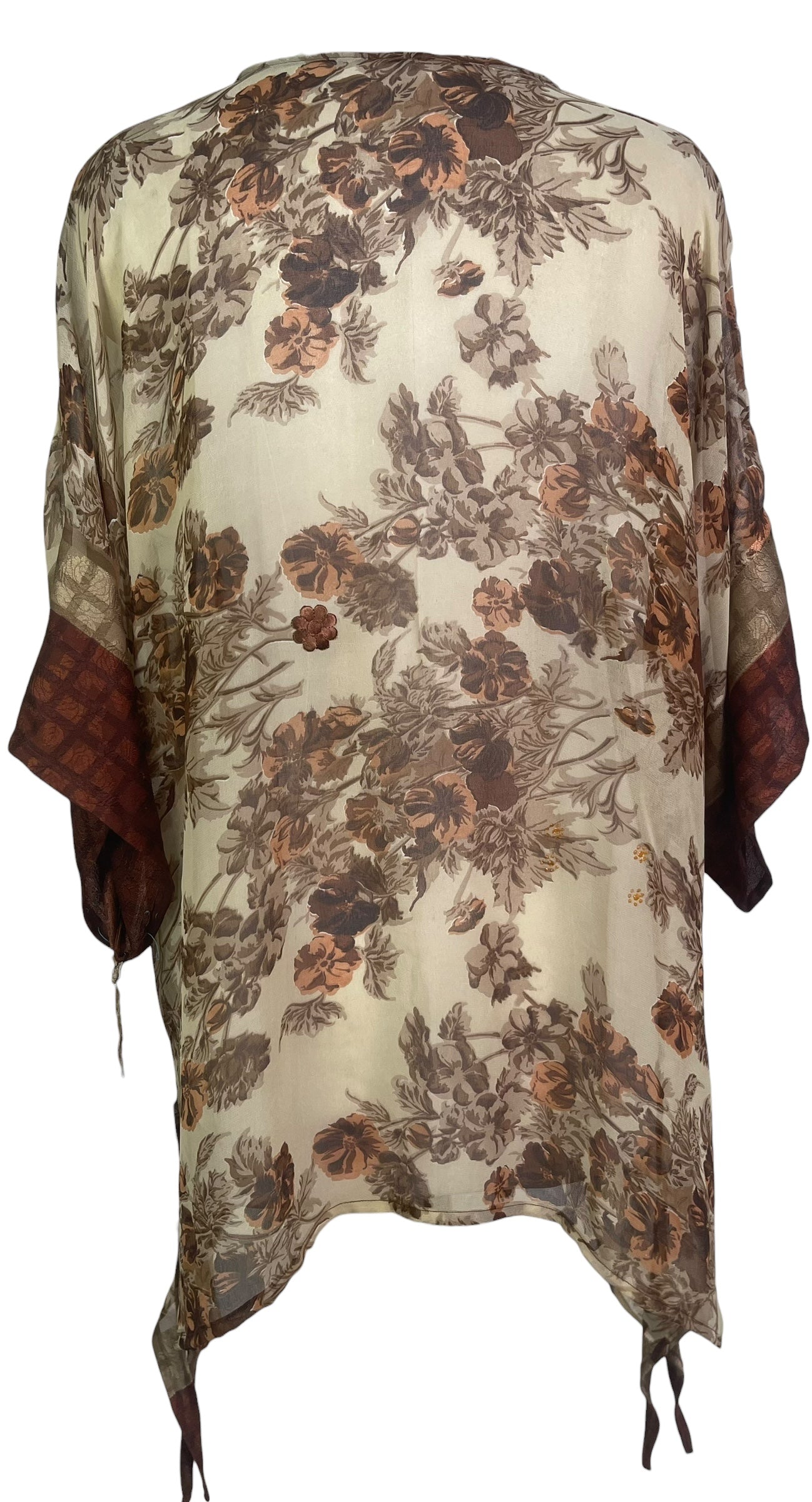 PREVIEW PRG8776 Sheer Avatar Pure Silk Long Tunic with Side Ties by MARCH2026 – Handmade ethical Side Tie Tunic from sariKNOTsari using upcycled silk. Designed in Canada for travel and slow fashion, loved from Toronto to LA to Sydney.