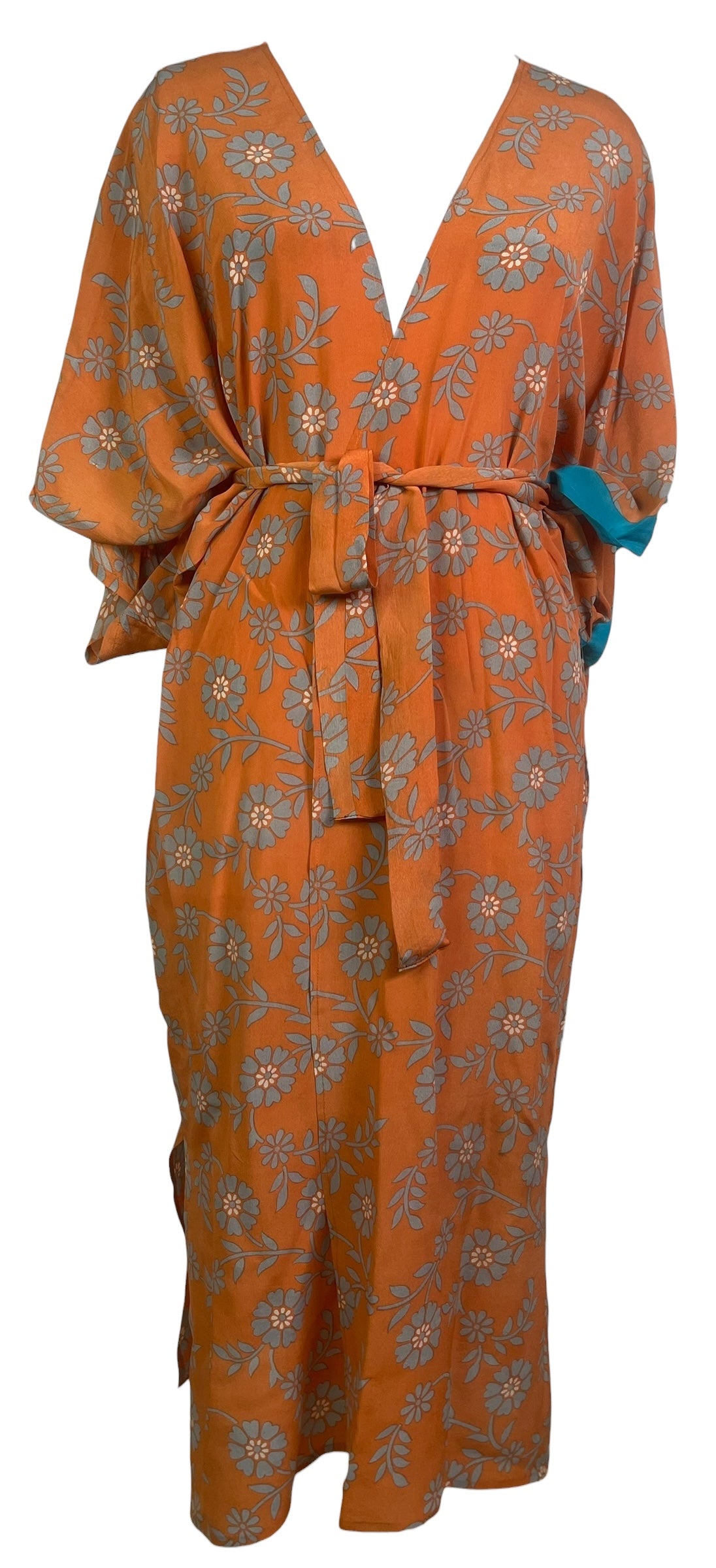 PRC8877 Wabi Sabi Pure Silk Kimono Sleeved Duster with Belt by 15 FEBRUARY 2026 – Handmade ethical Long Kimono from sariKNOTsari using upcycled silk. Designed in Canada for travel and slow fashion, loved from Toronto to LA to Sydney.