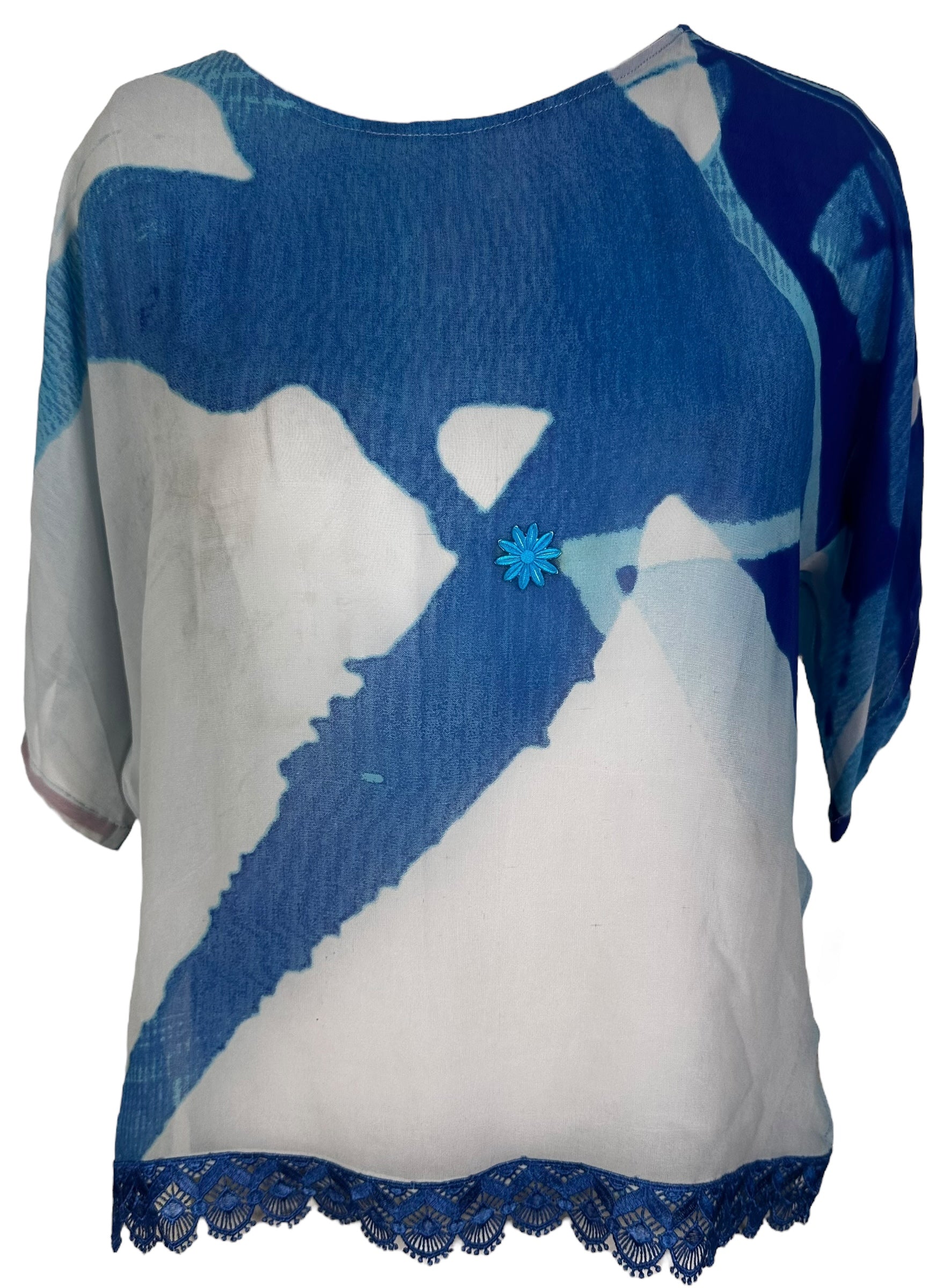 PRG6625 Sheer Wabi Sabi Pure Silk Side Slit Top