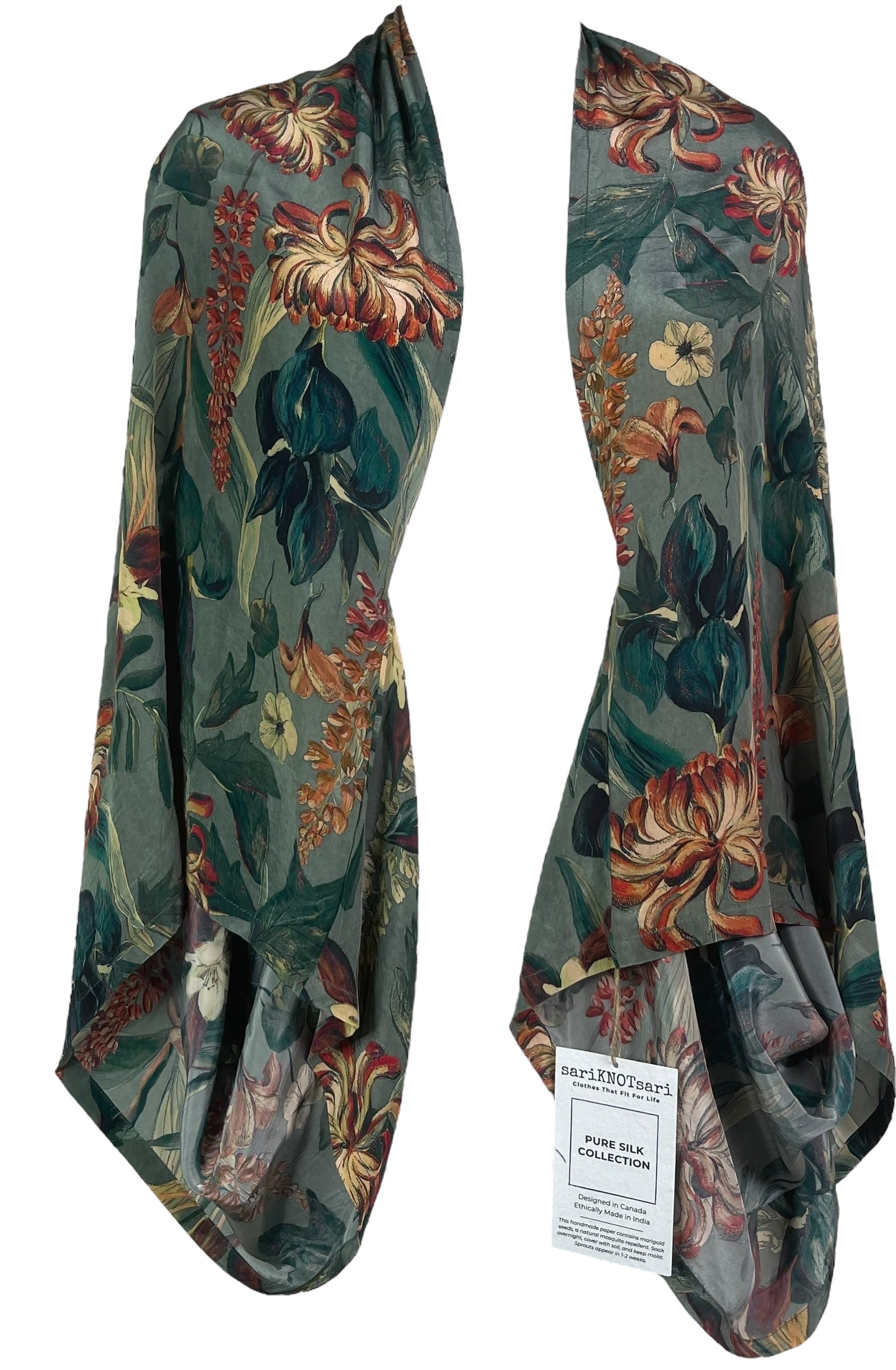 PRC8080 Avatar Pure Silk Shrug by DECEMBER2025 – Handmade ethical Shrug from sariKNOTsari using upcycled silk. Designed in Canada for travel and slow fashion, loved from Toronto to LA to Sydney.