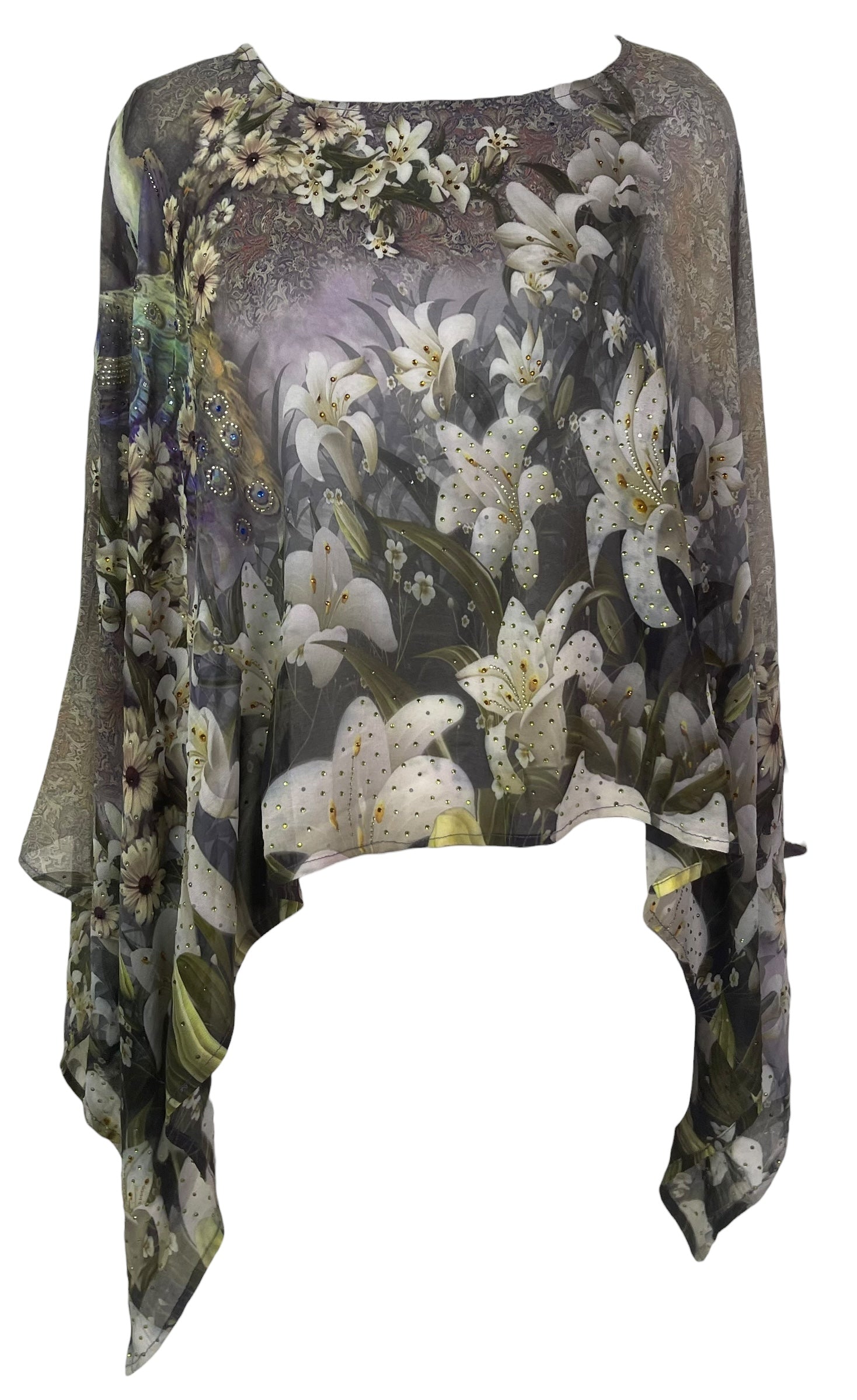 PREVIEW PRG8582 Sheer Pure Silk Wabi Sabi Capelet Poncho