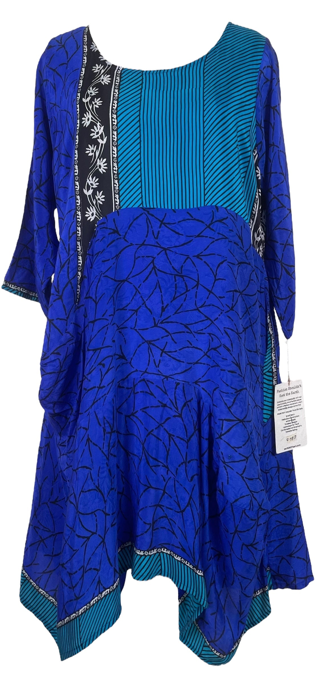 PRC7817 Avatar Pure Silk Sculptural Long Tunic Dress